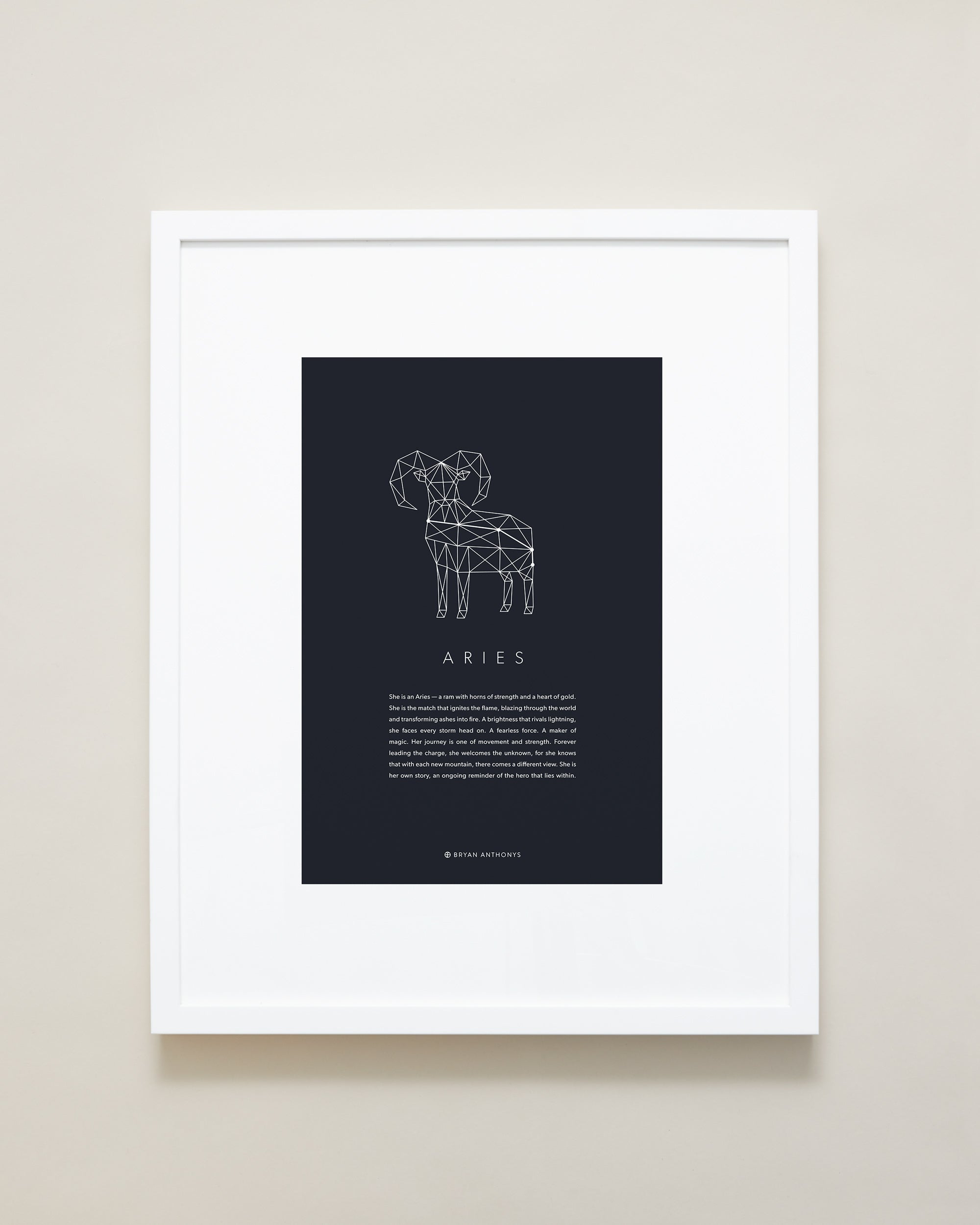 Bryan Anthonys Home Decor Aries Zodiac Symbol Framed Graphic Print White Frame 16x20
