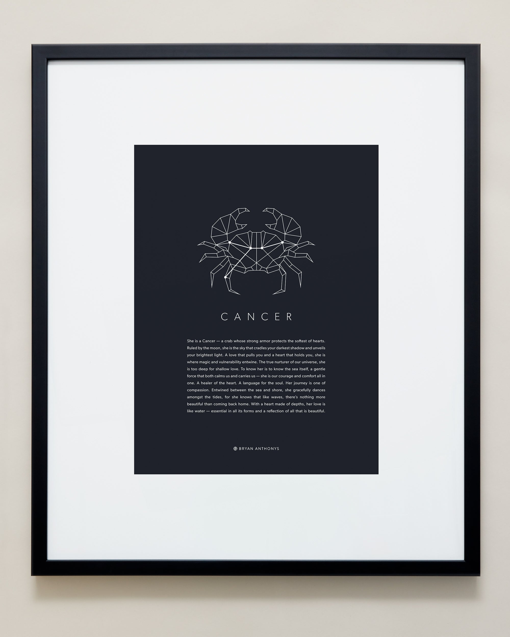 Bryan Anthonys Home Decor Cancer Zodiac Symbol Framed Graphic Print Black Frame 20x24