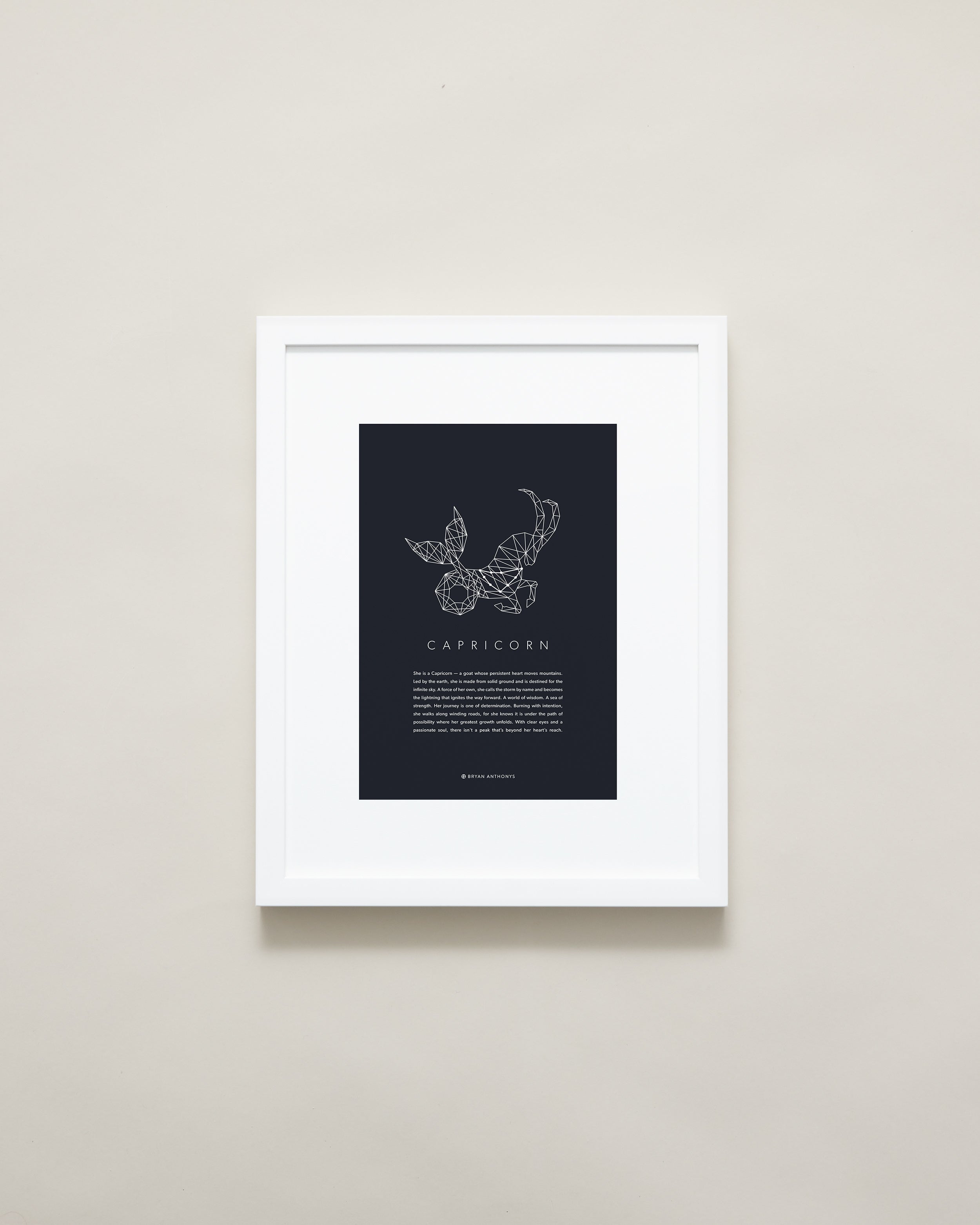 Bryan Anthonys Home Decor Capricorn Zodiac Symbol Framed Graphic Print White Frame 11x14