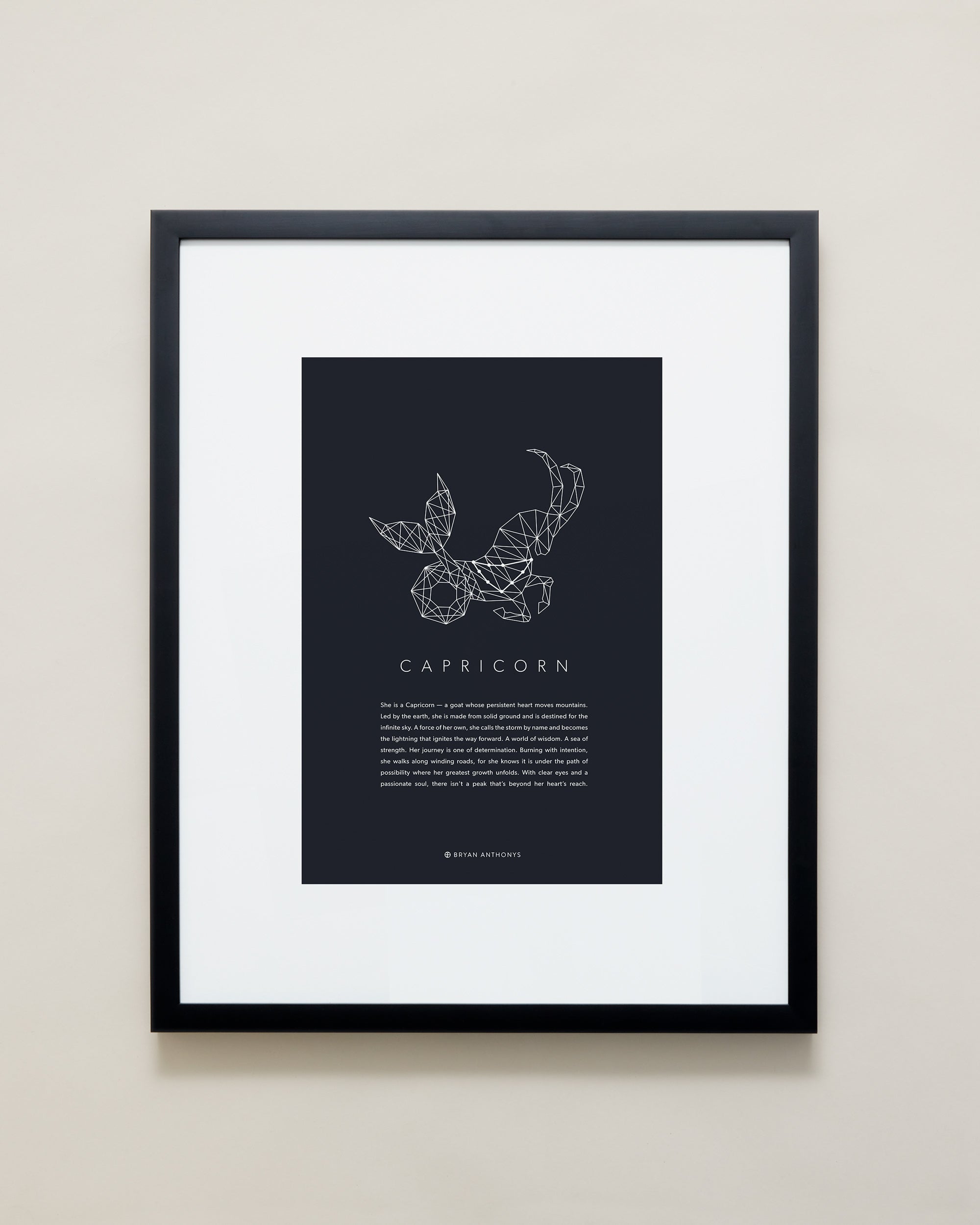 Bryan Anthonys Home Decor Capricorn Zodiac Symbol Framed Graphic Print Black Frame 16x20