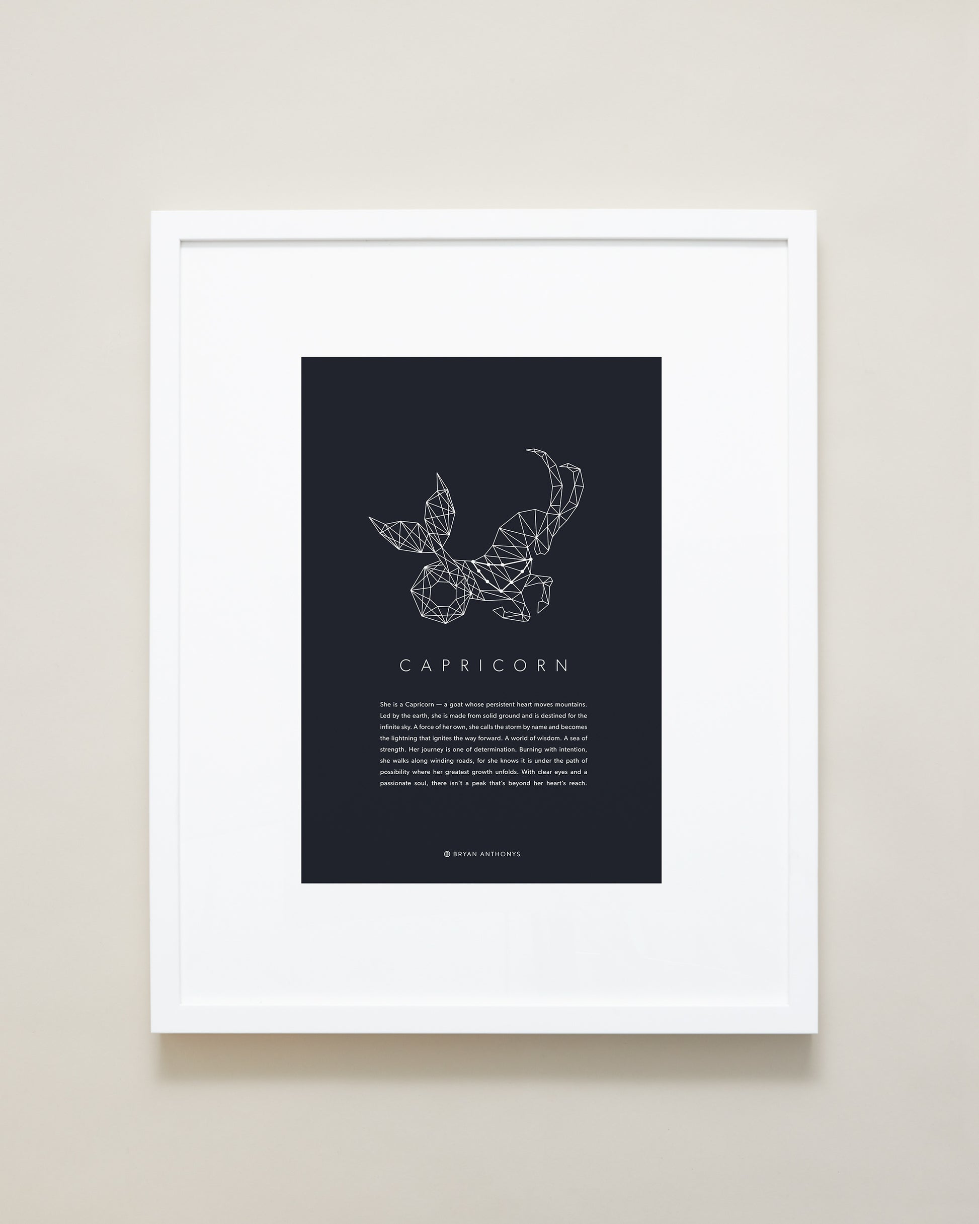 Bryan Anthonys Home Decor Capricorn Zodiac Symbol Framed Graphic Print White Frame 16x20