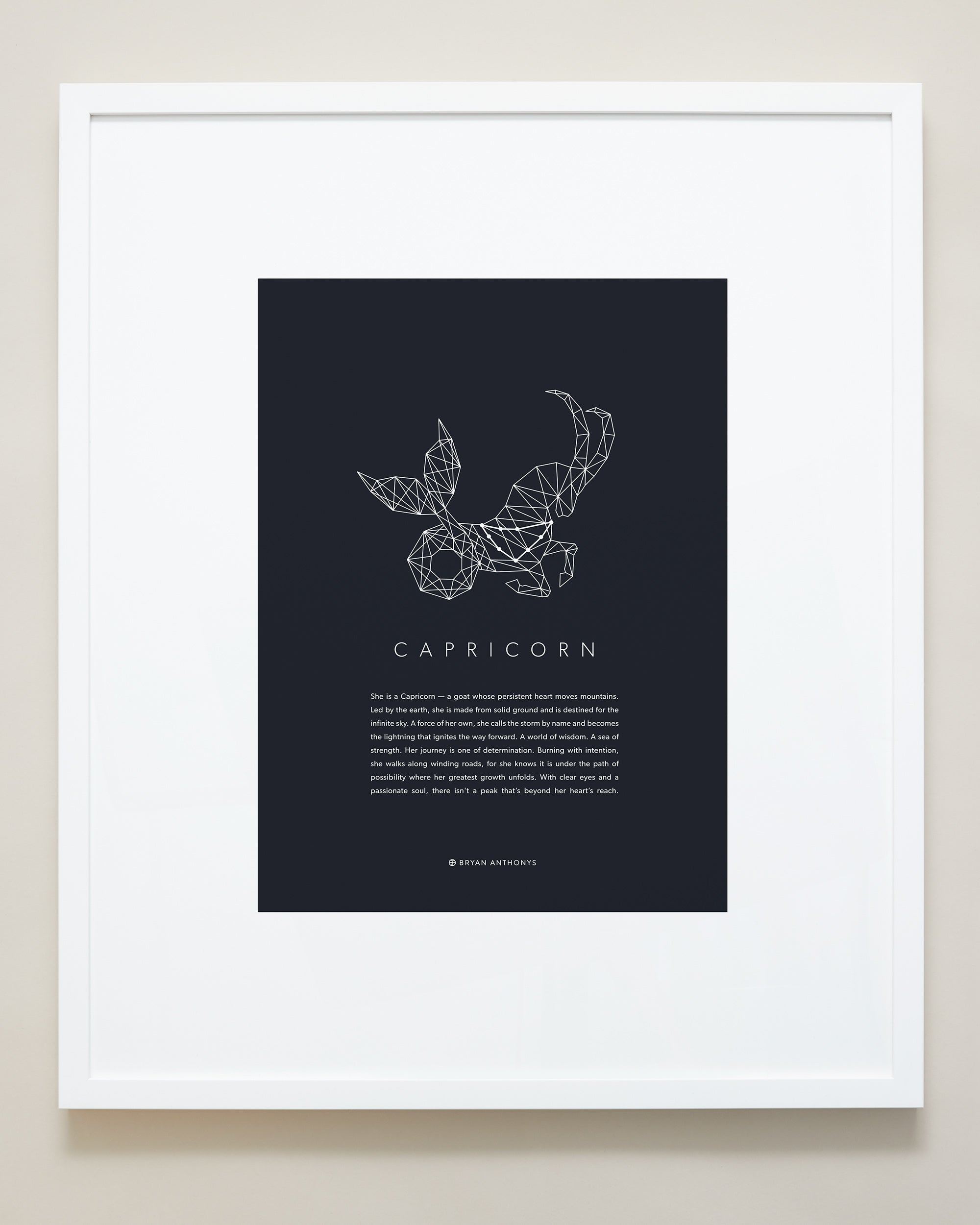 Bryan Anthonys Home Decor Capricorn Zodiac Symbol Framed Graphic Print White Frame 20x24