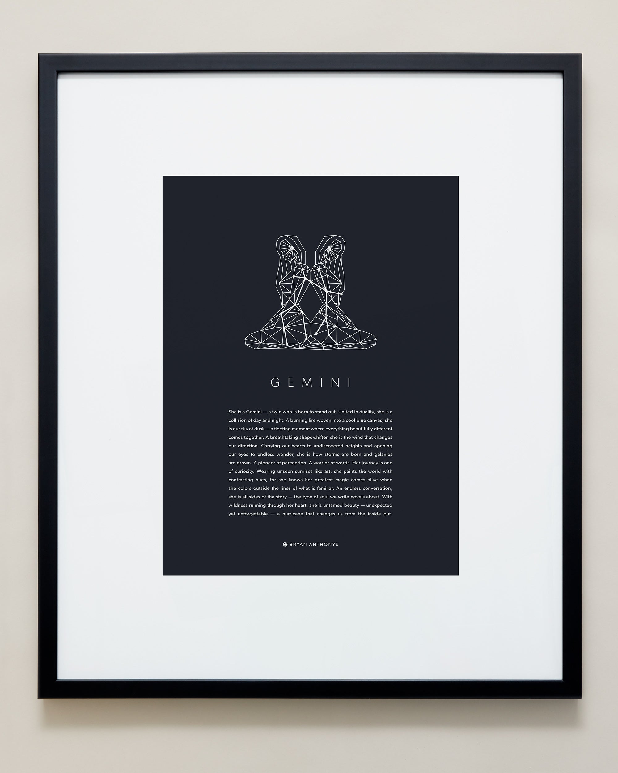 Bryan Anthonys Home Decor Gemini Zodiac Symbol Framed Graphic Print Black Frame 20x24