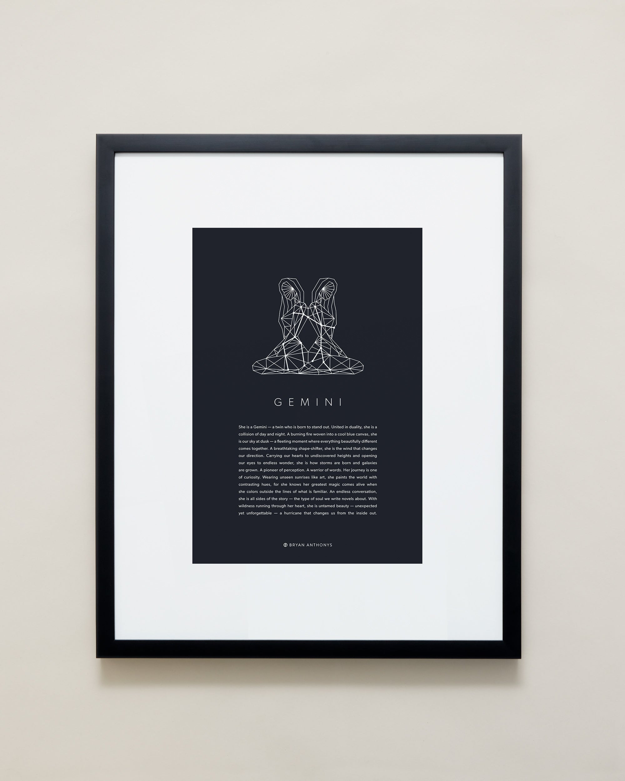 Bryan Anthonys Home Decor Gemini Zodiac Symbol Framed Graphic Print Black Frame 16x20