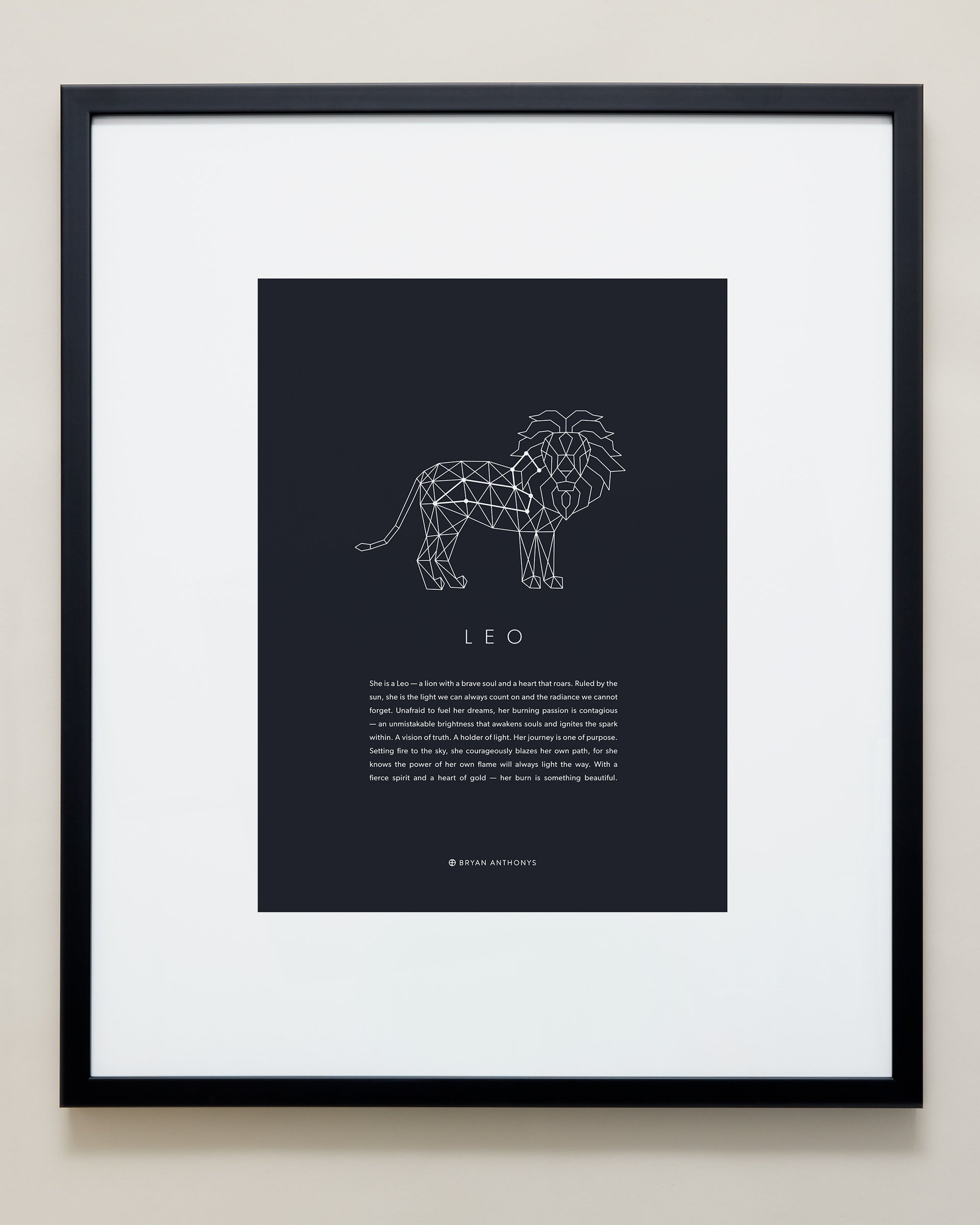 Bryan Anthonys Home Decor Leo Zodiac Symbol Framed Graphic Print Black Frame 20x24