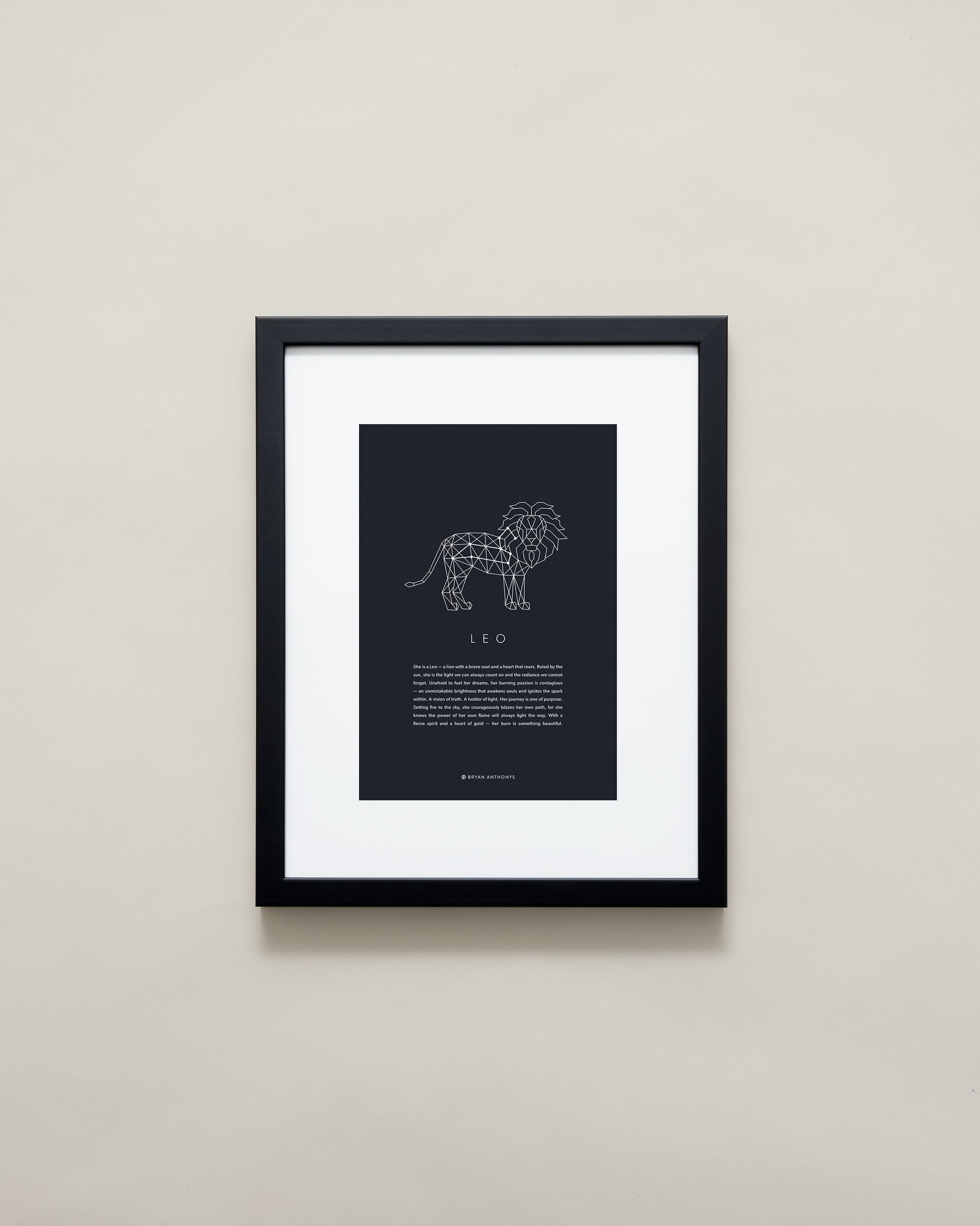 Bryan Anthonys Home Decor Leo Zodiac Symbol Framed Graphic Print Black Frame 11x14
