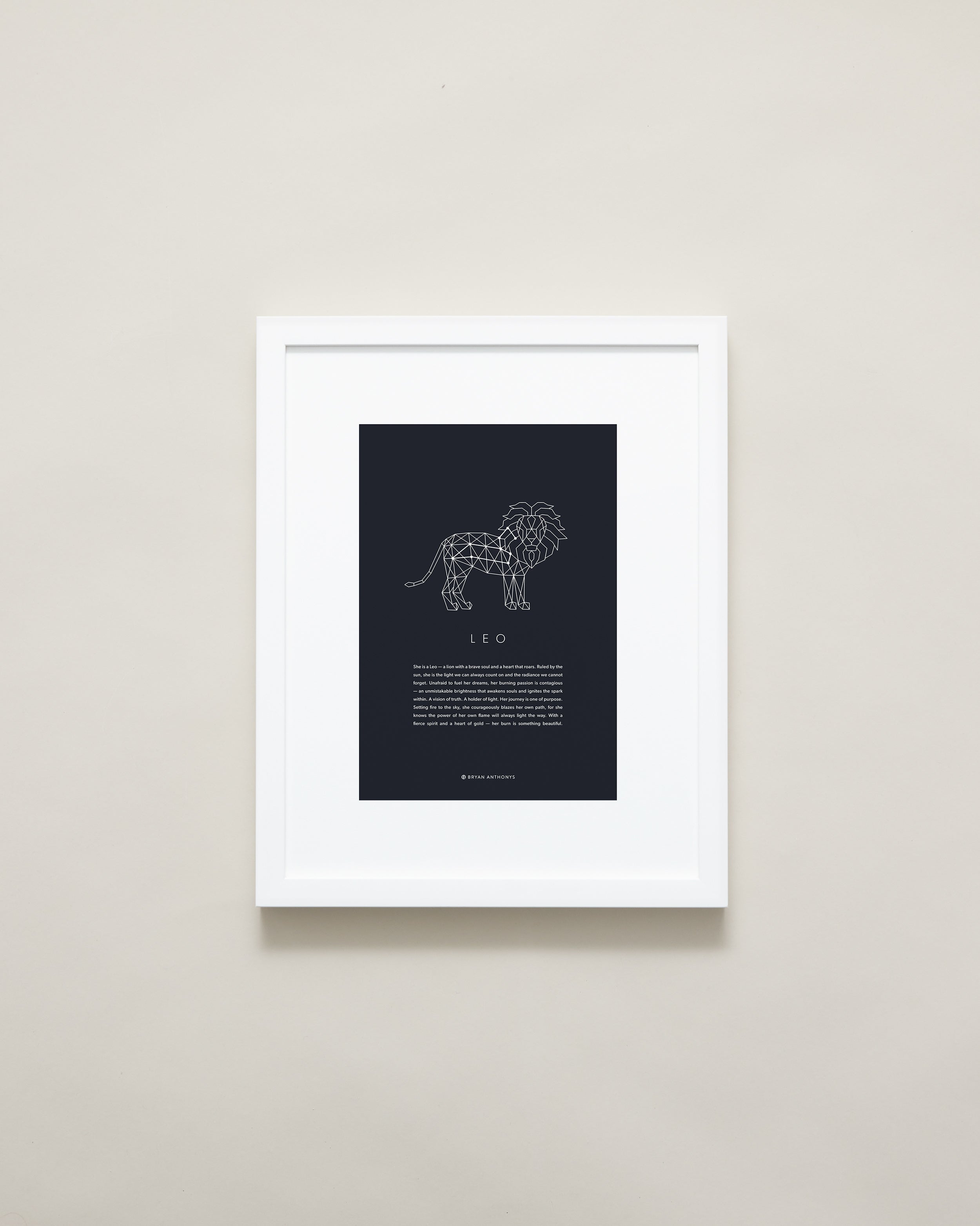 Bryan Anthonys Home Decor Leo Zodiac Symbol Framed Graphic Print White Frame 11x14