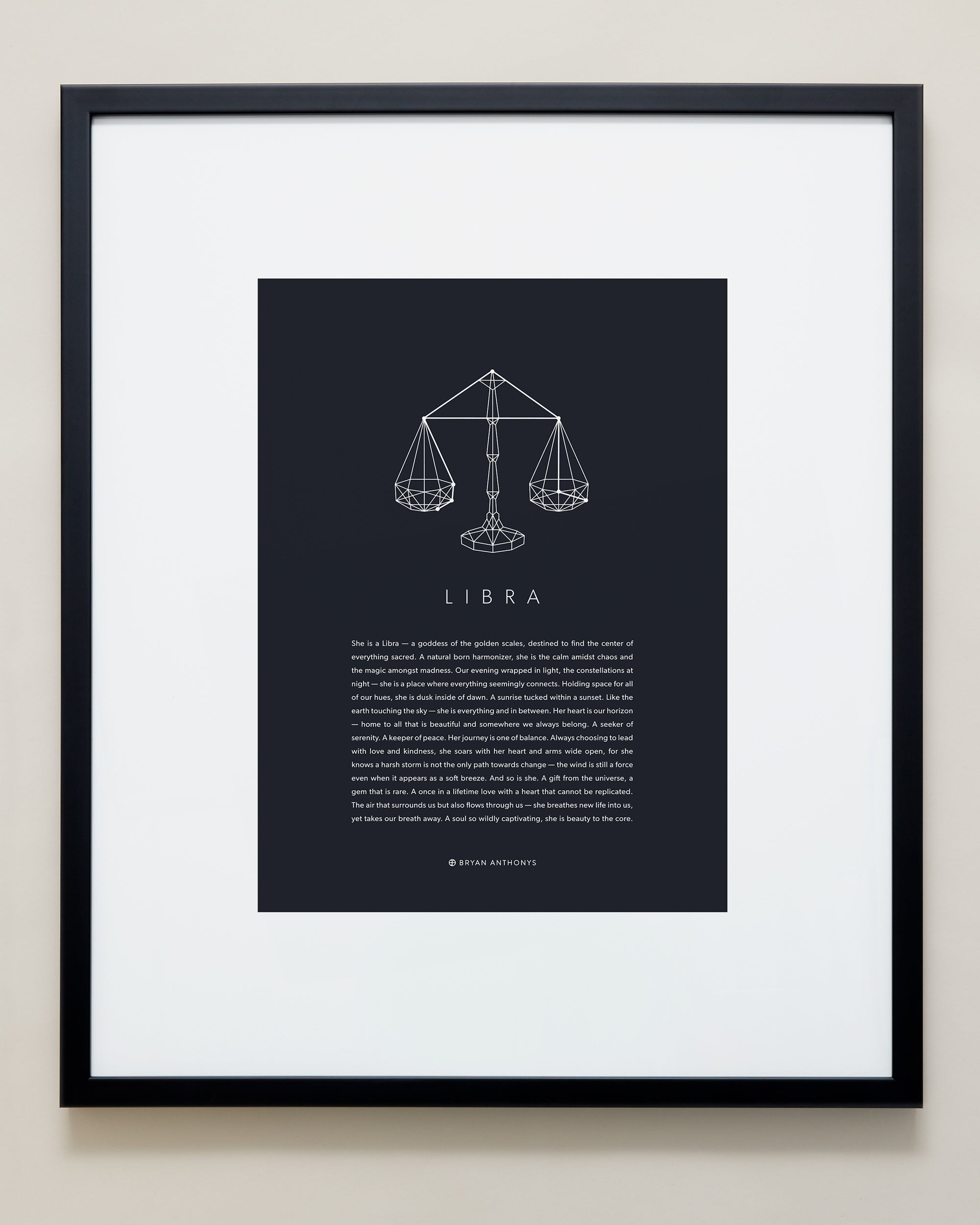 Bryan Anthonys Home Decor Libra Zodiac Symbol Framed Graphic Print Black Frame 20x24