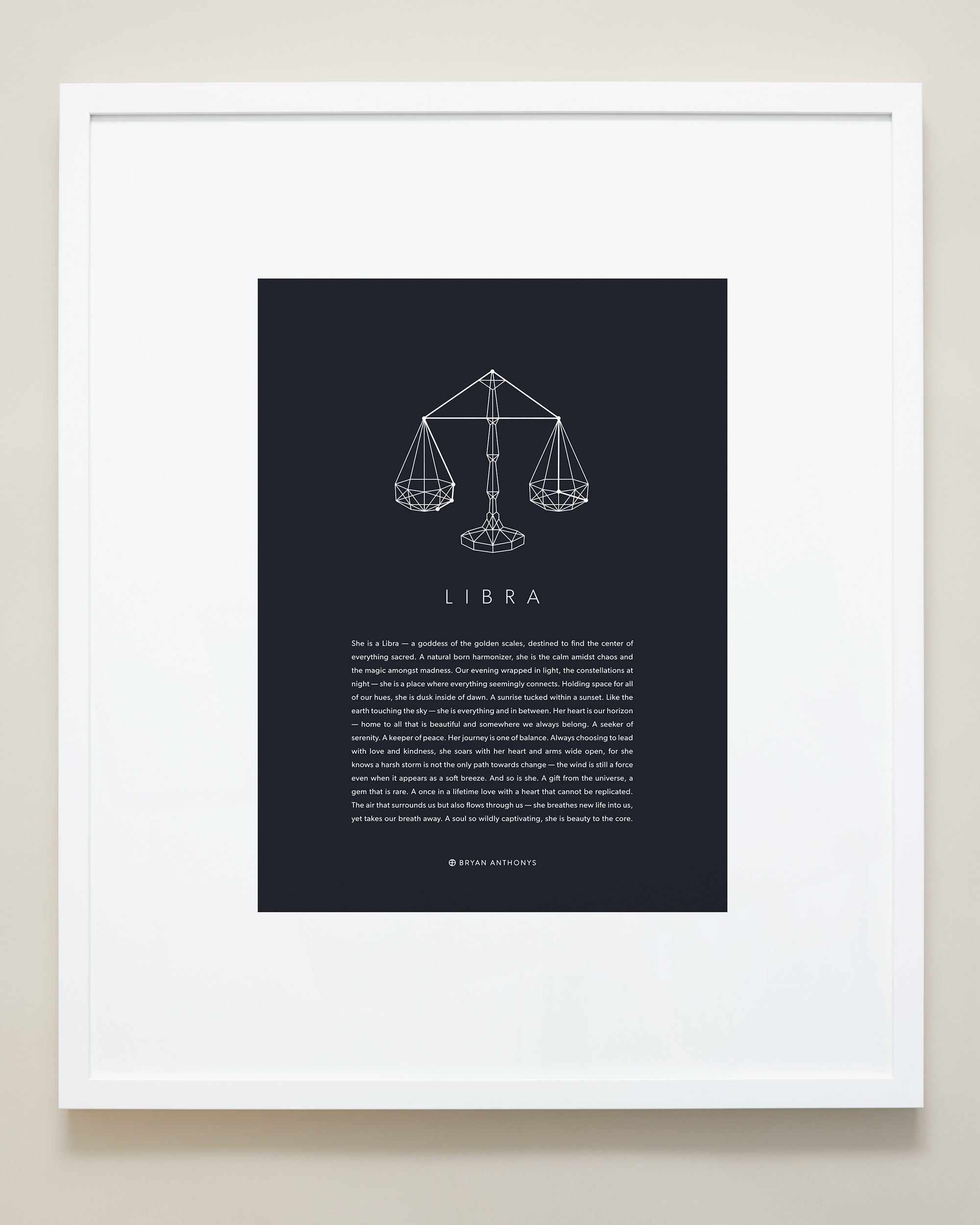 Bryan Anthonys Home Decor Libra Zodiac Symbol Framed Graphic Print White Frame 20x24