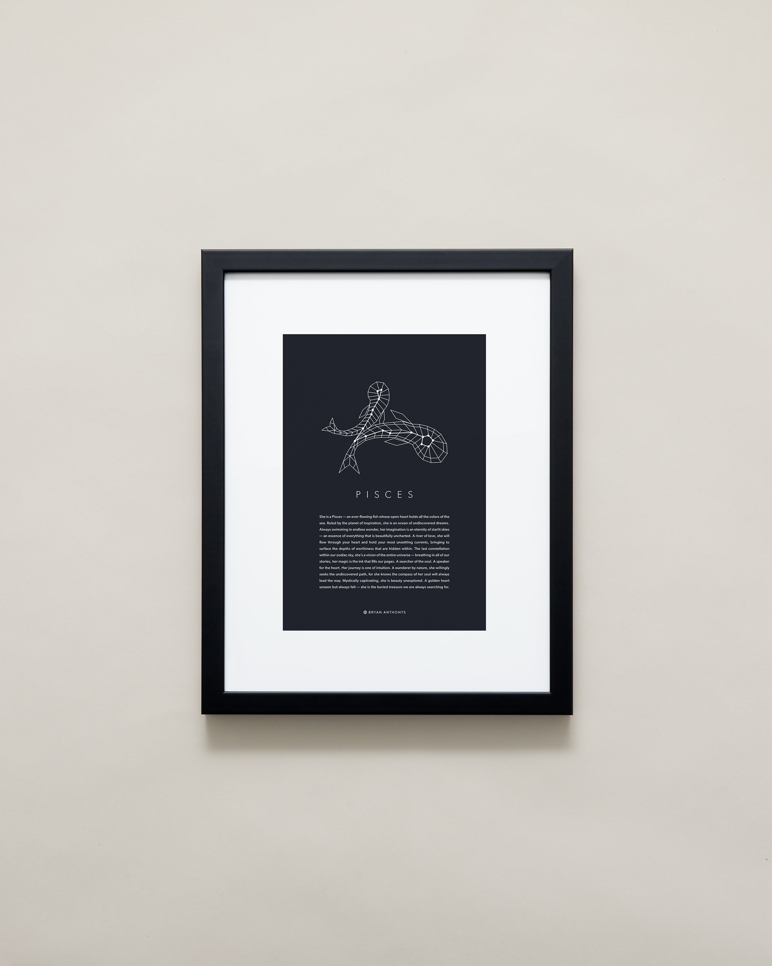 Bryan Anthonys Home Decor Pisces Zodiac Symbol Framed Graphic Print Black Frame 11x14