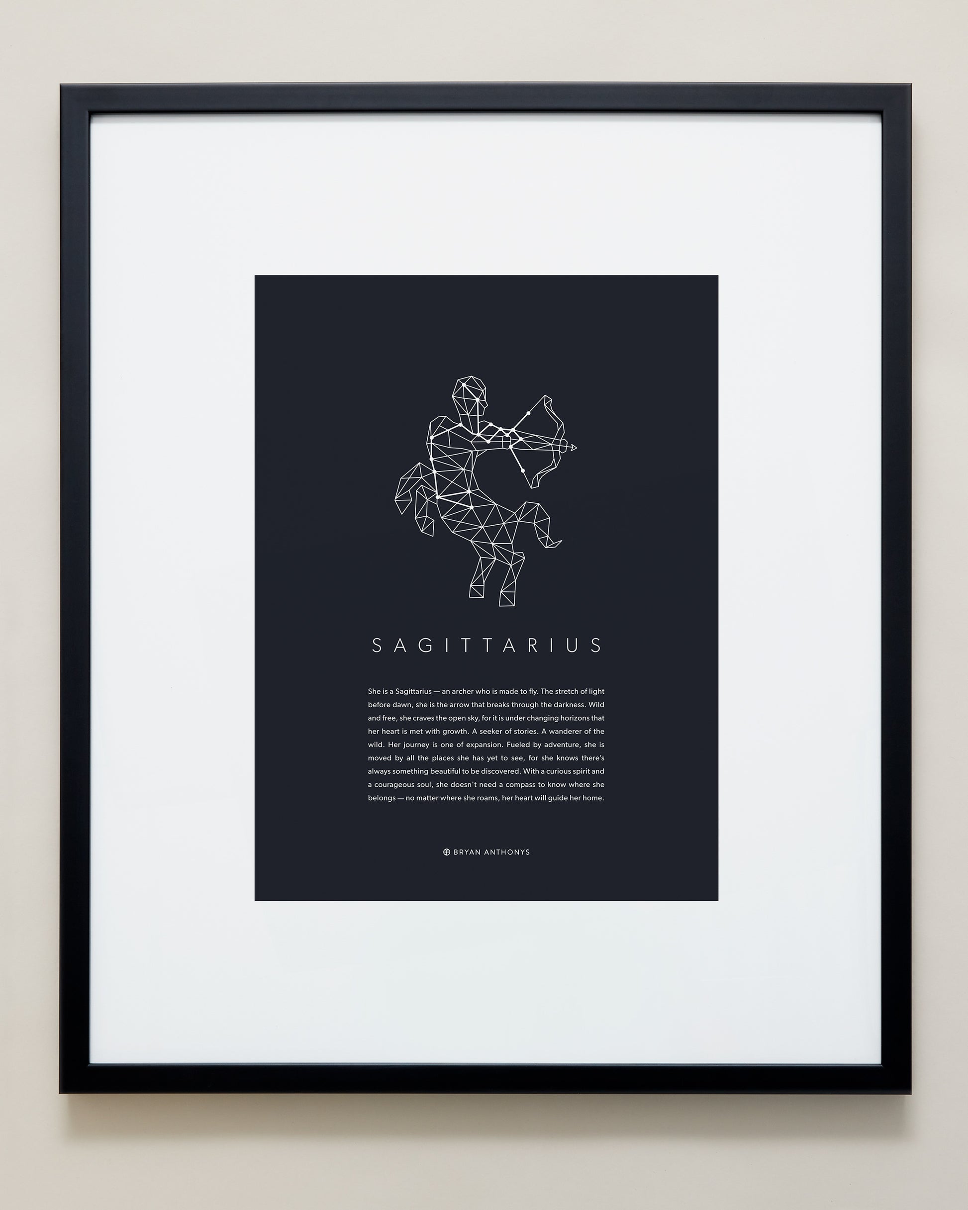 Bryan Anthonys Home Decor Sagittarius Zodiac Symbol Framed Graphic Print Black Frame 20x24