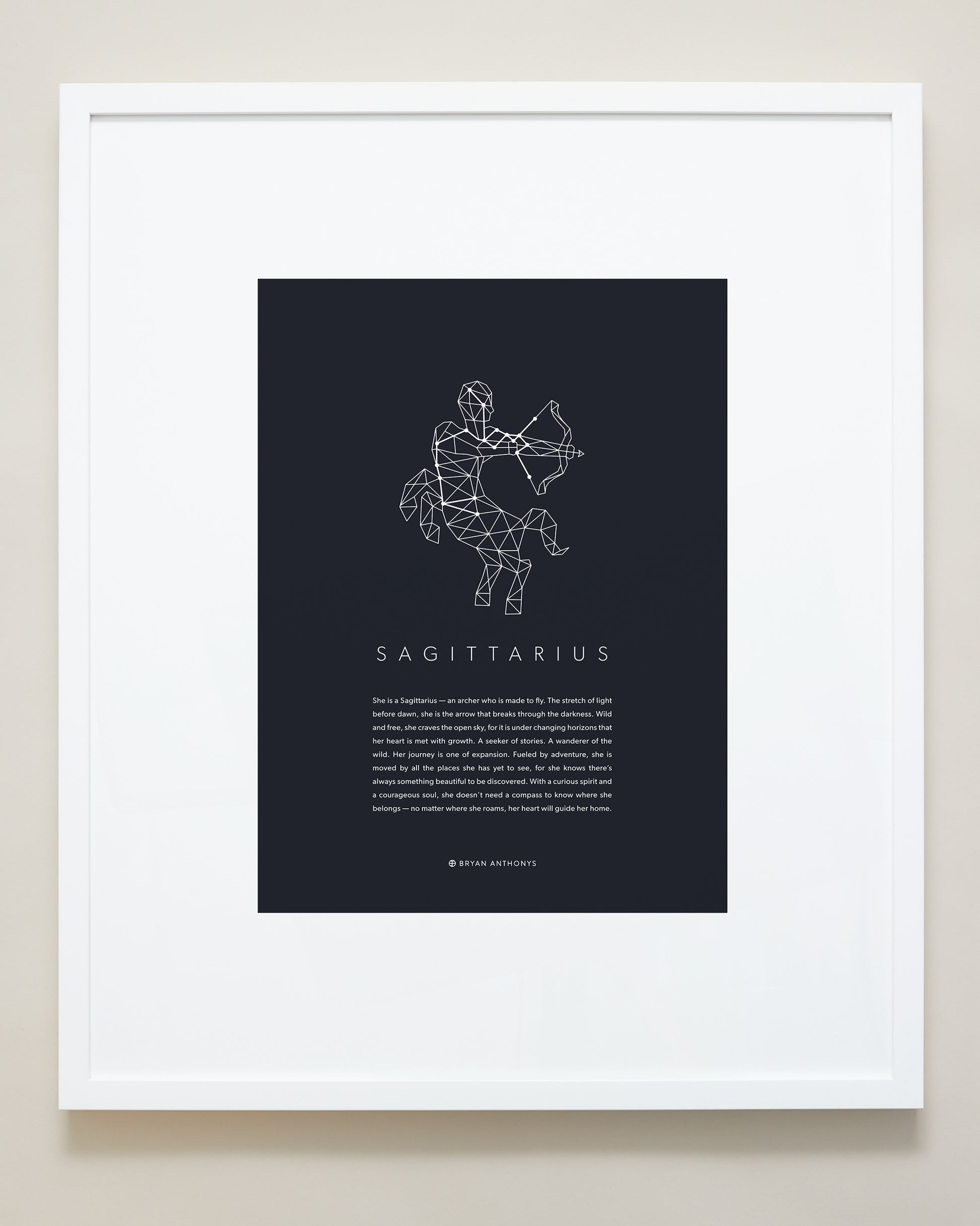 Bryan Anthonys Home Decor Sagittarius Zodiac Symbol Framed Graphic Print White Frame 20x24
