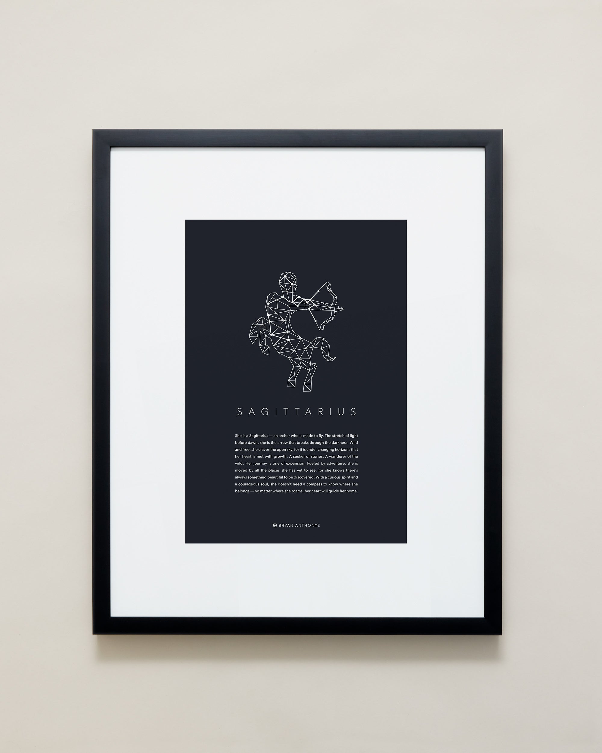 Bryan Anthonys Home Decor Sagittarius Zodiac Symbol Framed Graphic Print Black Frame 16x20