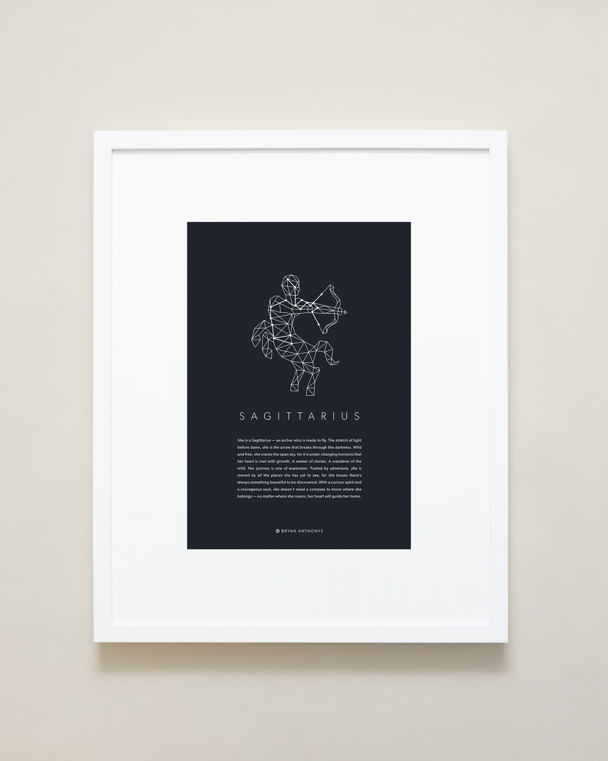 Bryan Anthonys Home Decor Sagittarius Zodiac Symbol Framed Graphic Print White Frame 16x20