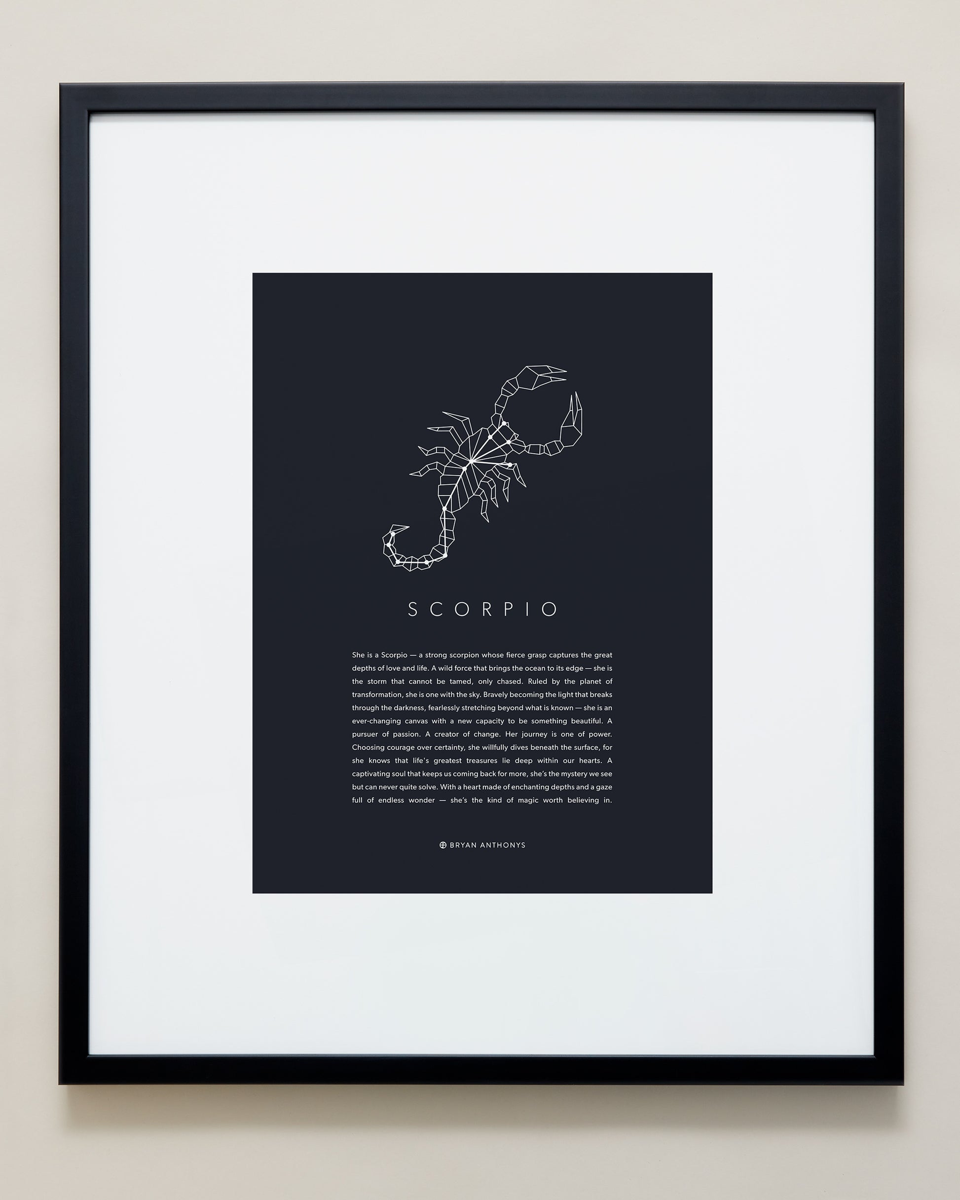 Bryan Anthonys Home Decor Scorpio Zodiac Symbol Framed Graphic Print Black Frame 20x24