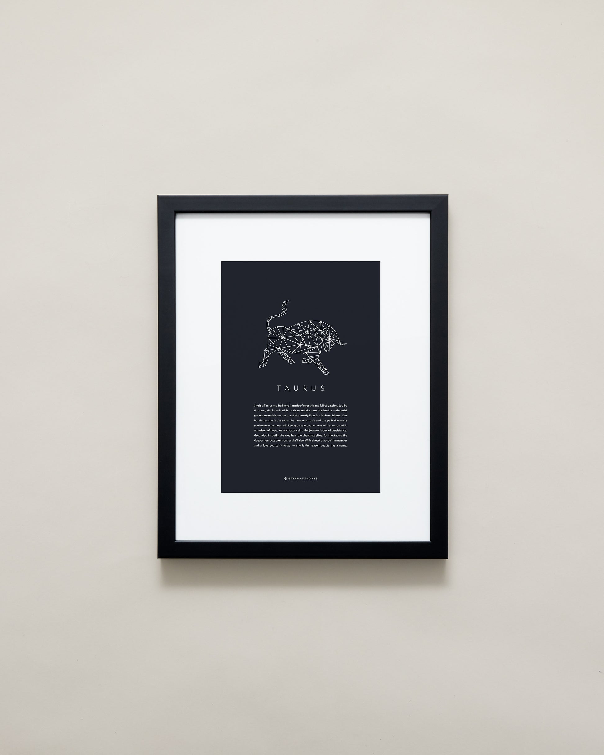 Bryan Anthonys Home Decor Taurus Zodiac Symbol Framed Print Black Frame 11x14