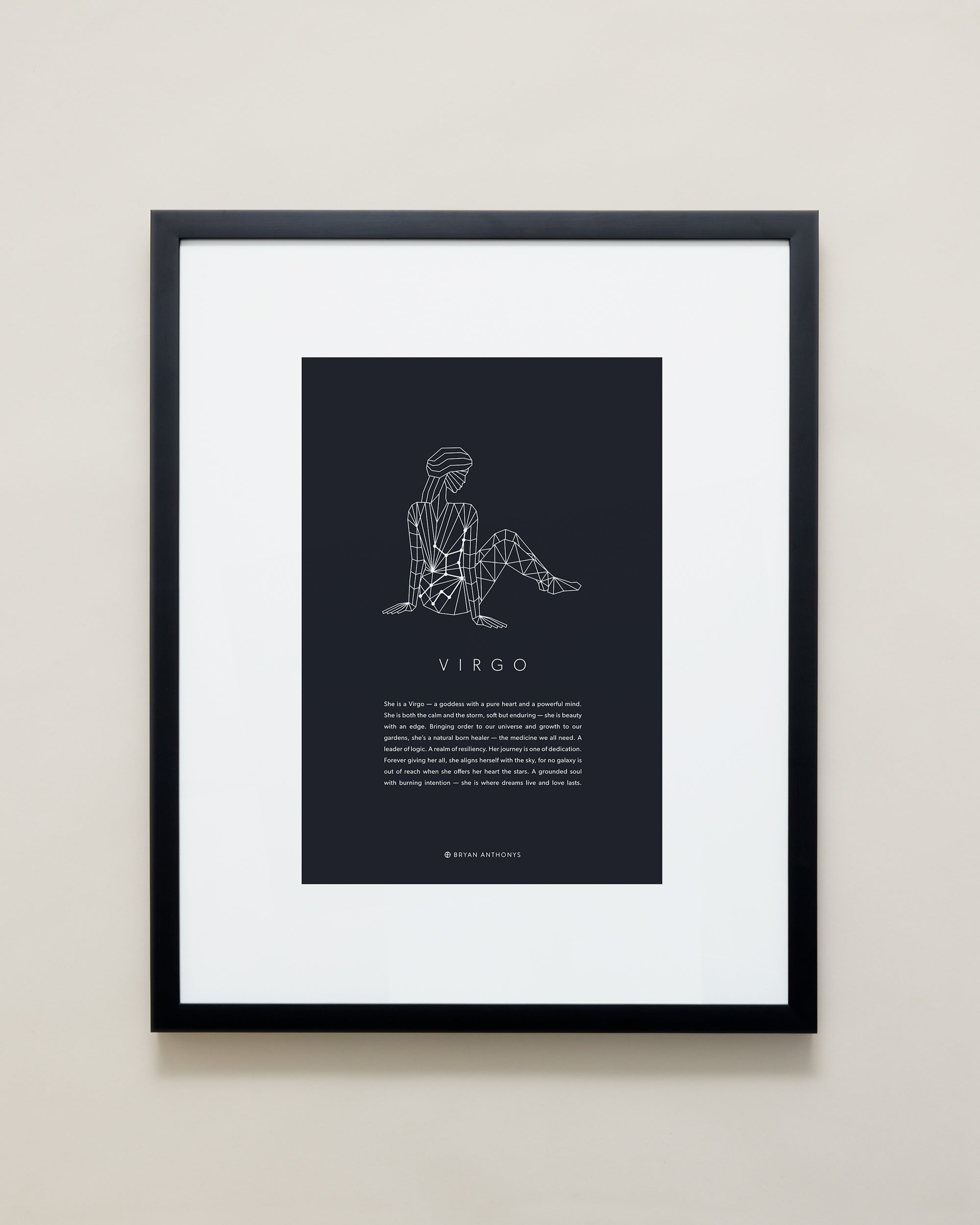 Bryan Anthonys Home Decor Virgo Zodiac Symbol Framed Graphic Print Black Frame 16x20