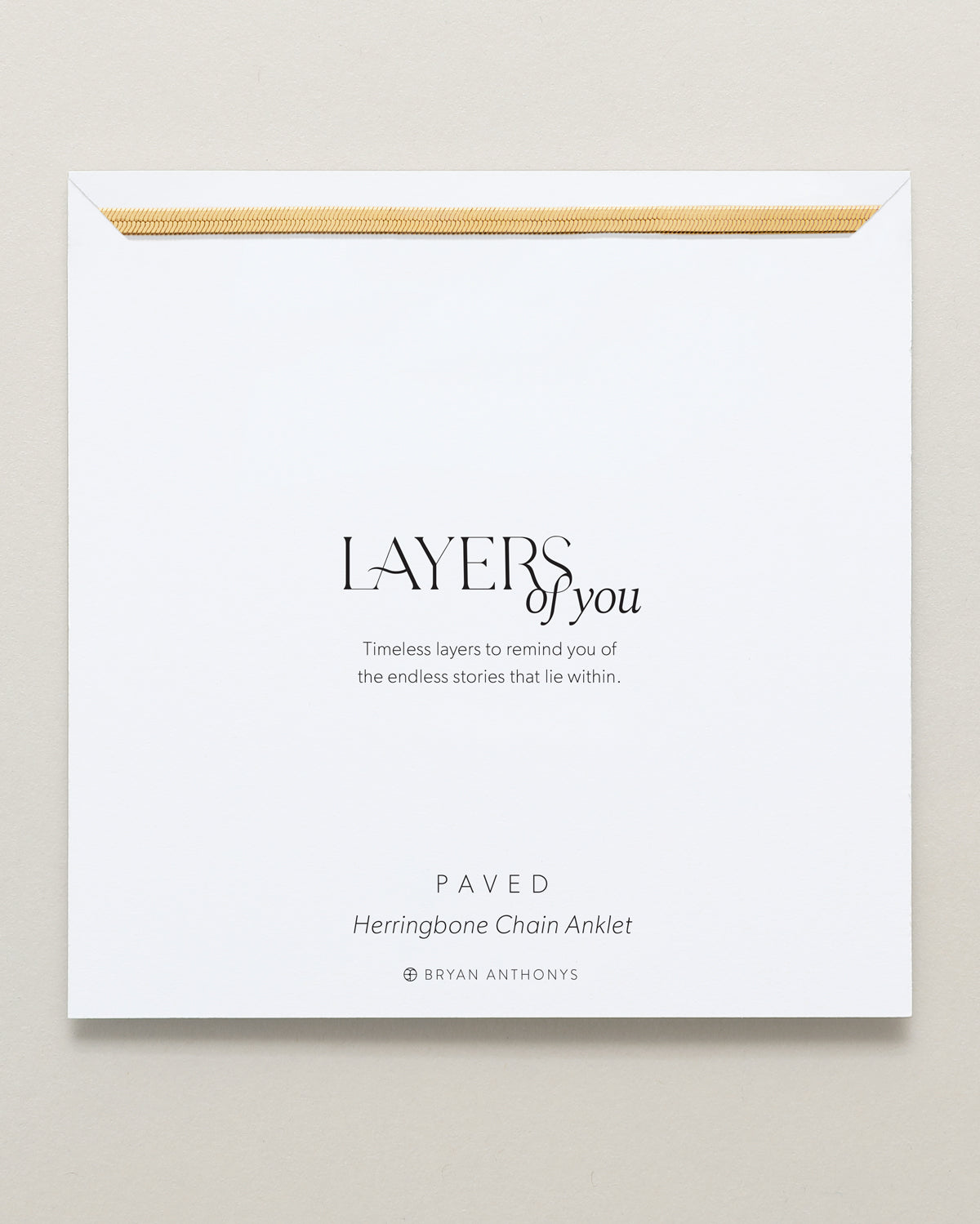 Bryan Anthonys Layers of You Paved Gold Herringbone Chain Anklet On Card
