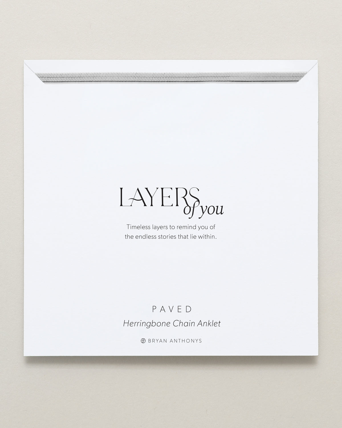 Bryan Anthonys Layers of You Paved Silver Herringbone Chain Anklet On Card