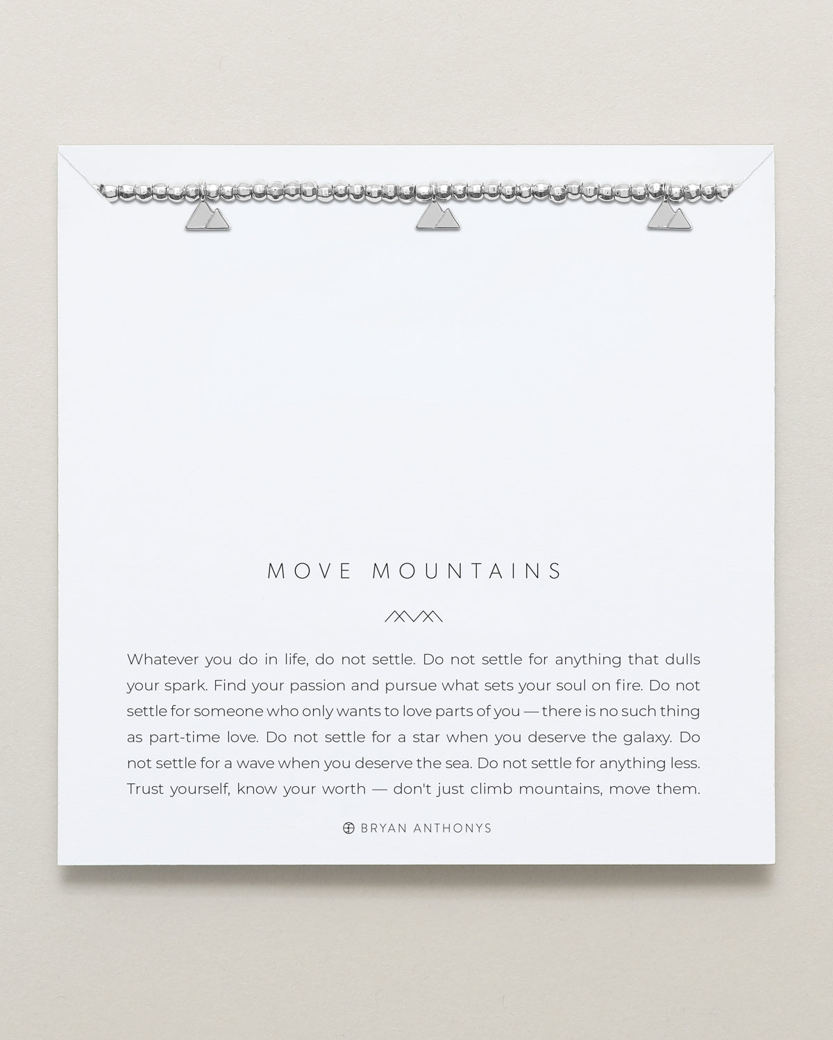 Move Mountains Beaded Icon Bracelet in silver finish