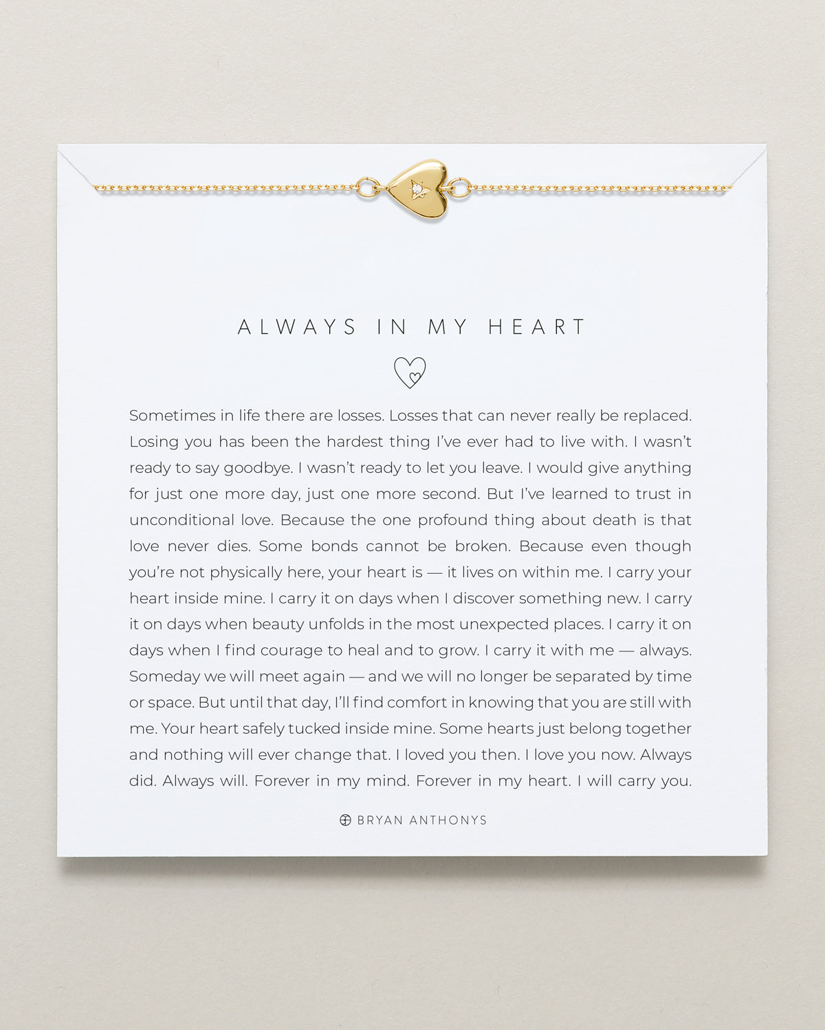 Bryan Anthonys Always In My Heart Gold Bracelet On Card
