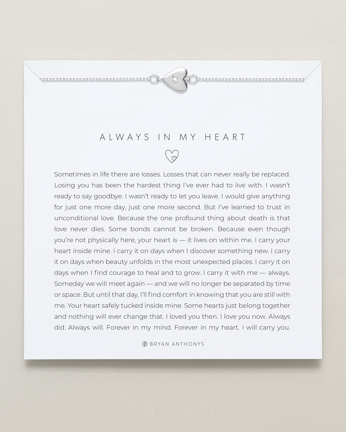 Bryan Anthonys Always In My Heart Silver Bracelet On Card