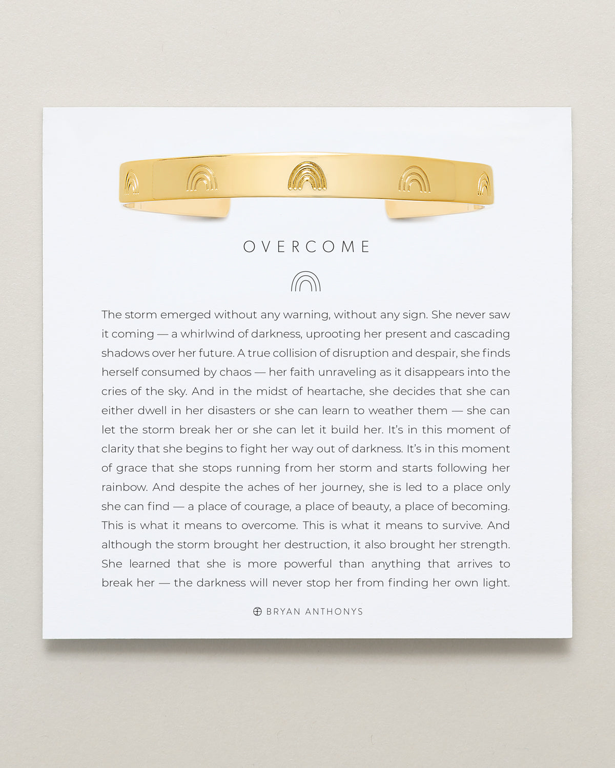 Bryan Anthonys Overcome Gold Engraved Cuff On Card