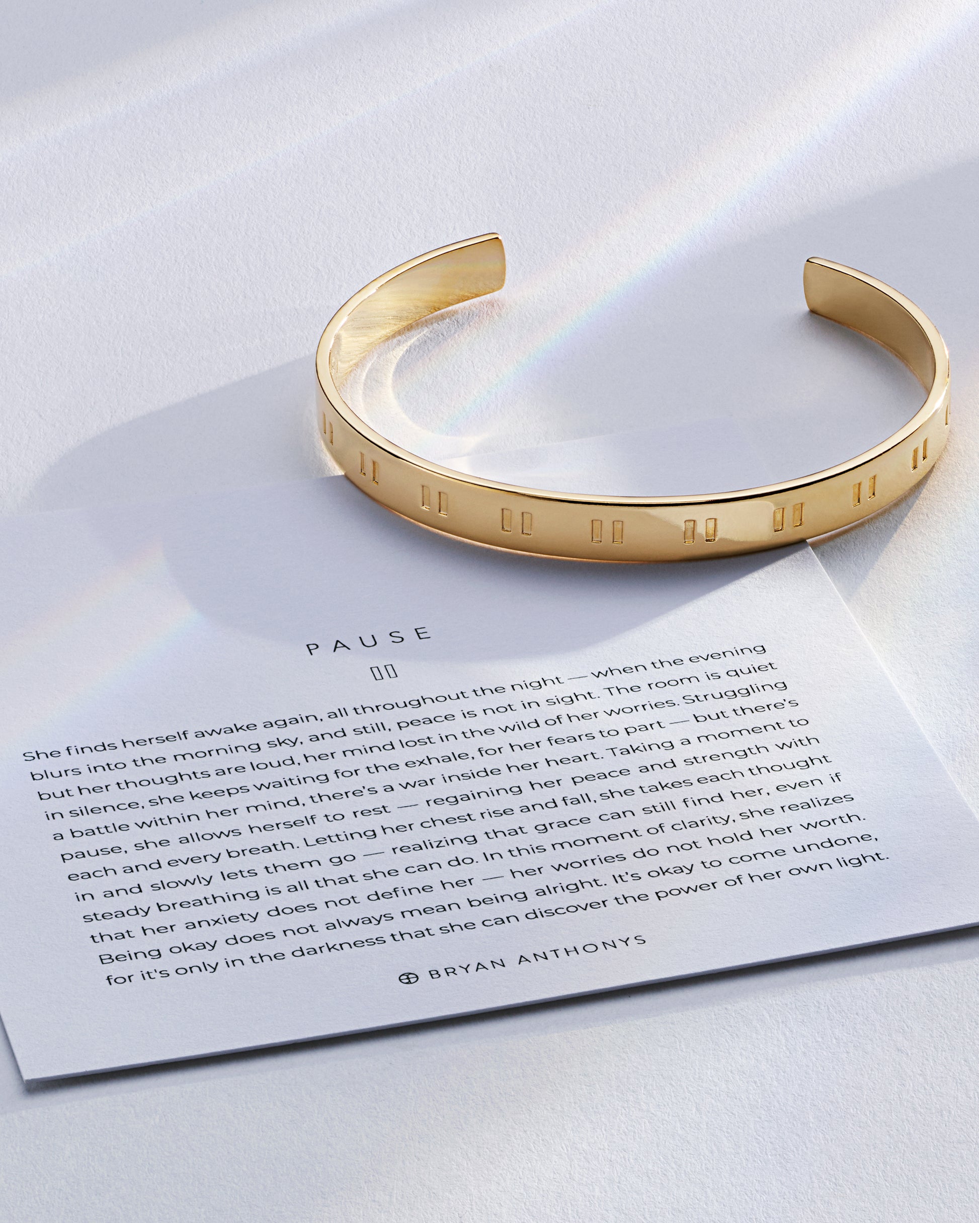 Bryan Anthonys Pause Gold Engraved Cuff On Card Dynamic