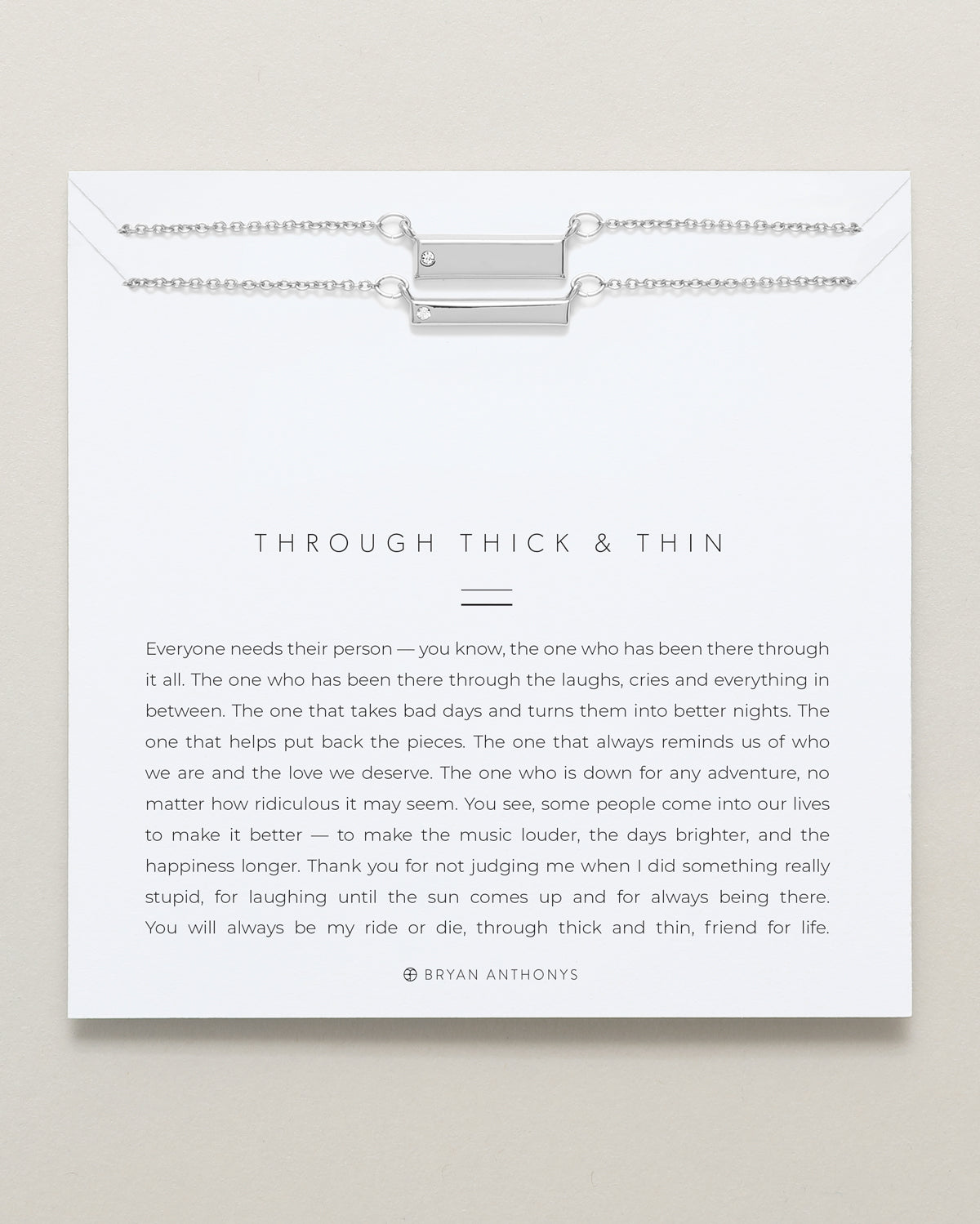 Bryan Anthonys Through Thick And Thin Silver Bracelet On Card