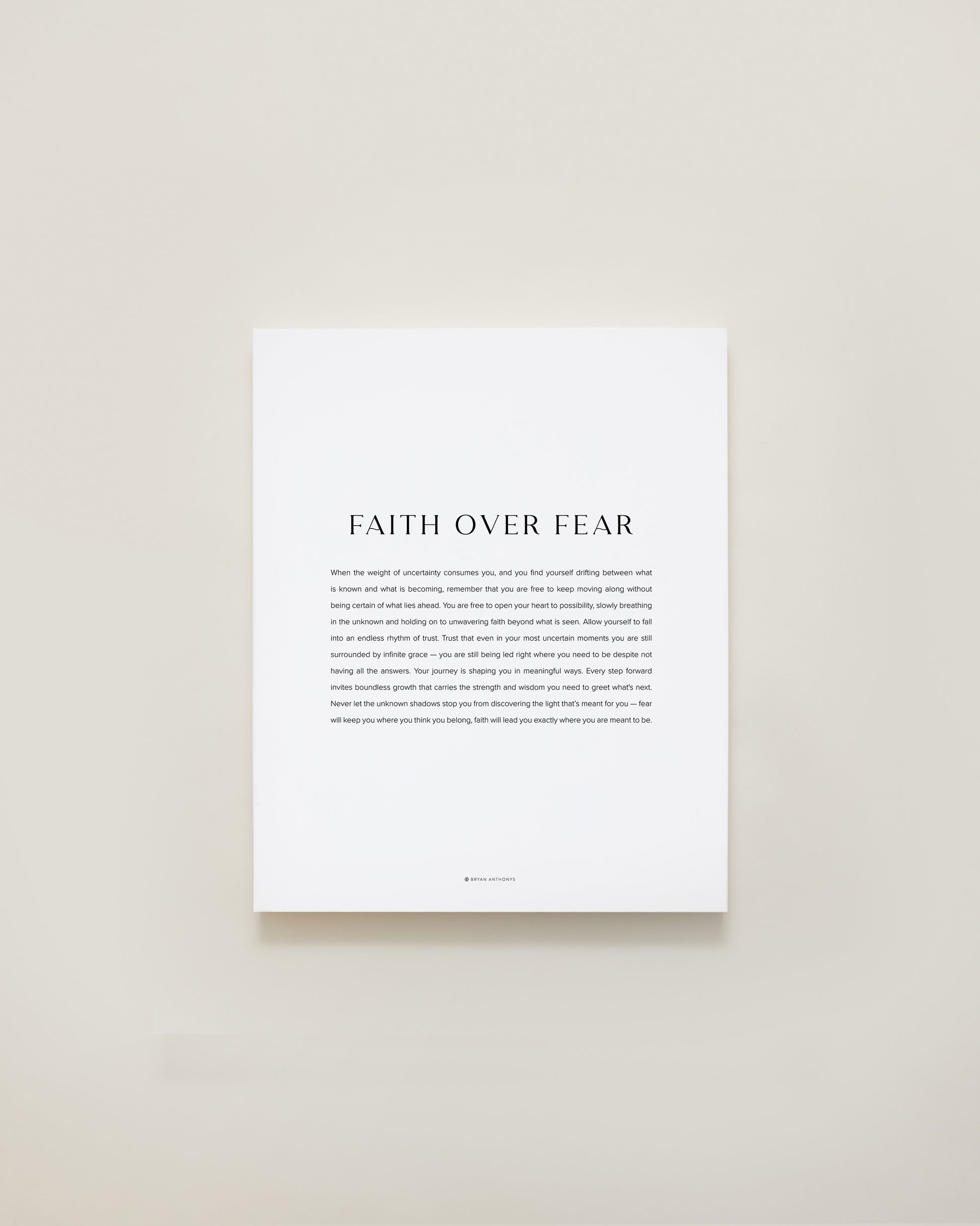 Bryan Anthonys Home Decor Faith Over Fear Modern Hand-Stretched Matte White Canvas 11x14