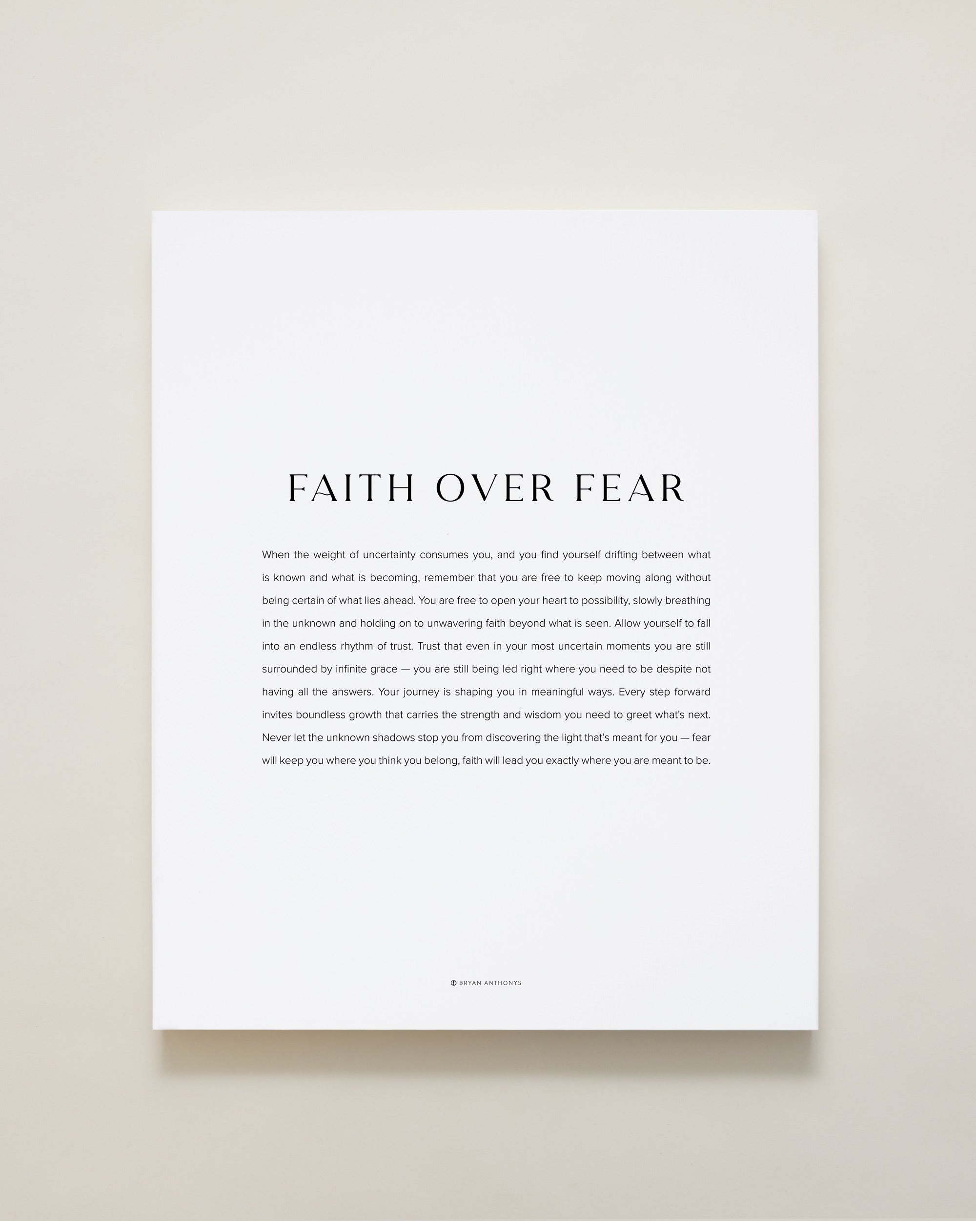 Bryan Anthonys Home Decor Faith Over Fear Modern Hand-Stretched Matte White Canvas 16x20