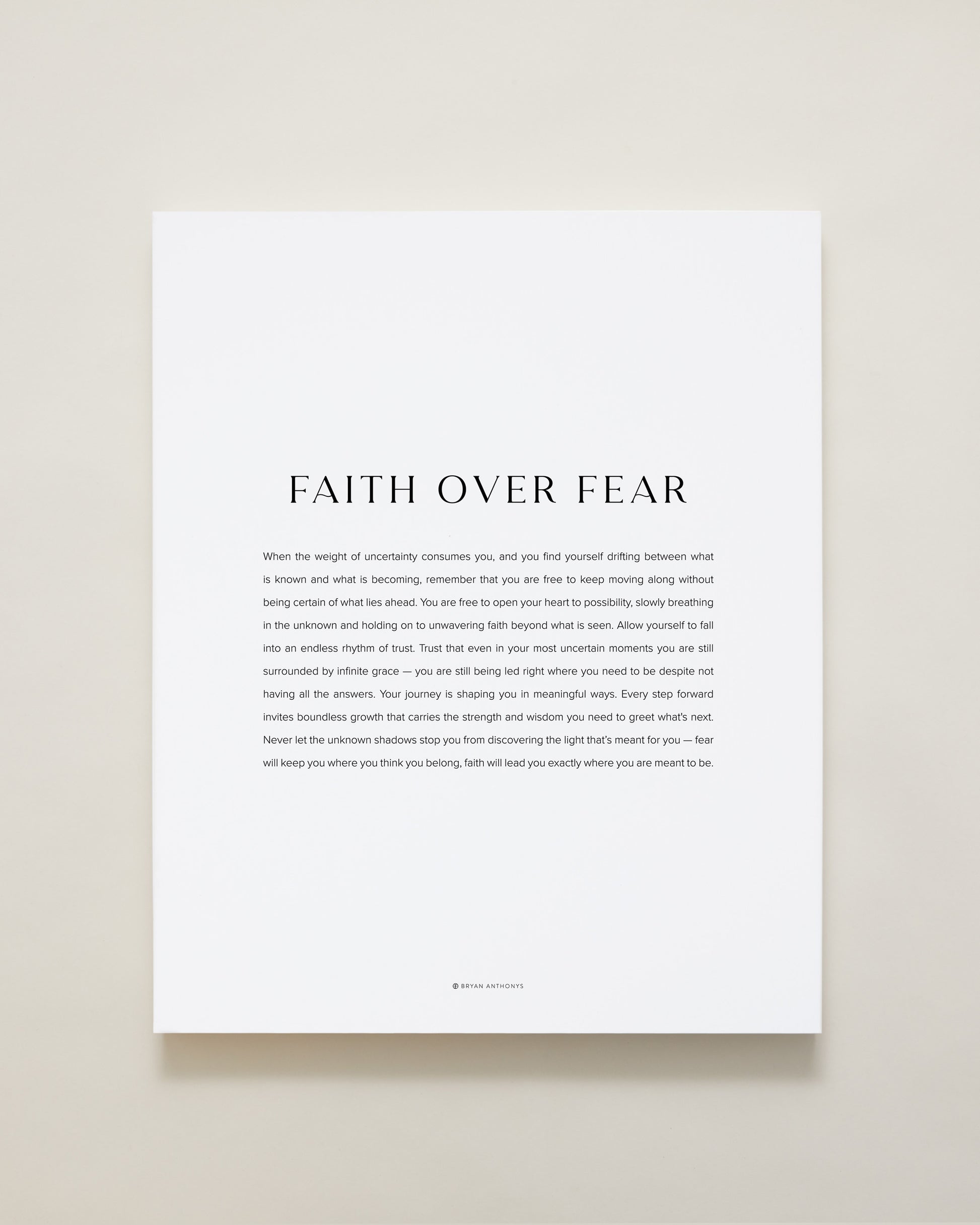 Bryan Anthonys Home Decor Faith Over Fear Modern Hand-Stretched Matte White Canvas 16x20