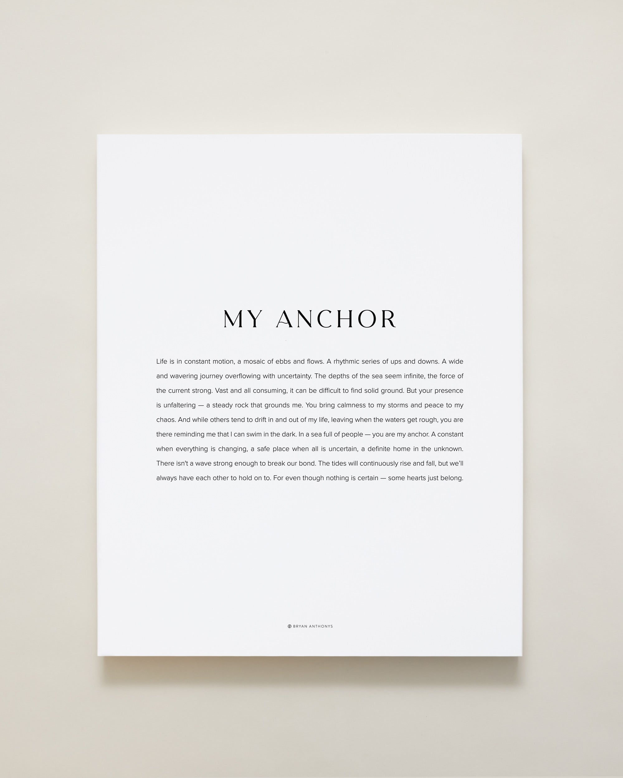 Bryan Anthonys Home Decor My Anchor Modern Canvas Hand-Stretched Matte White 16x20