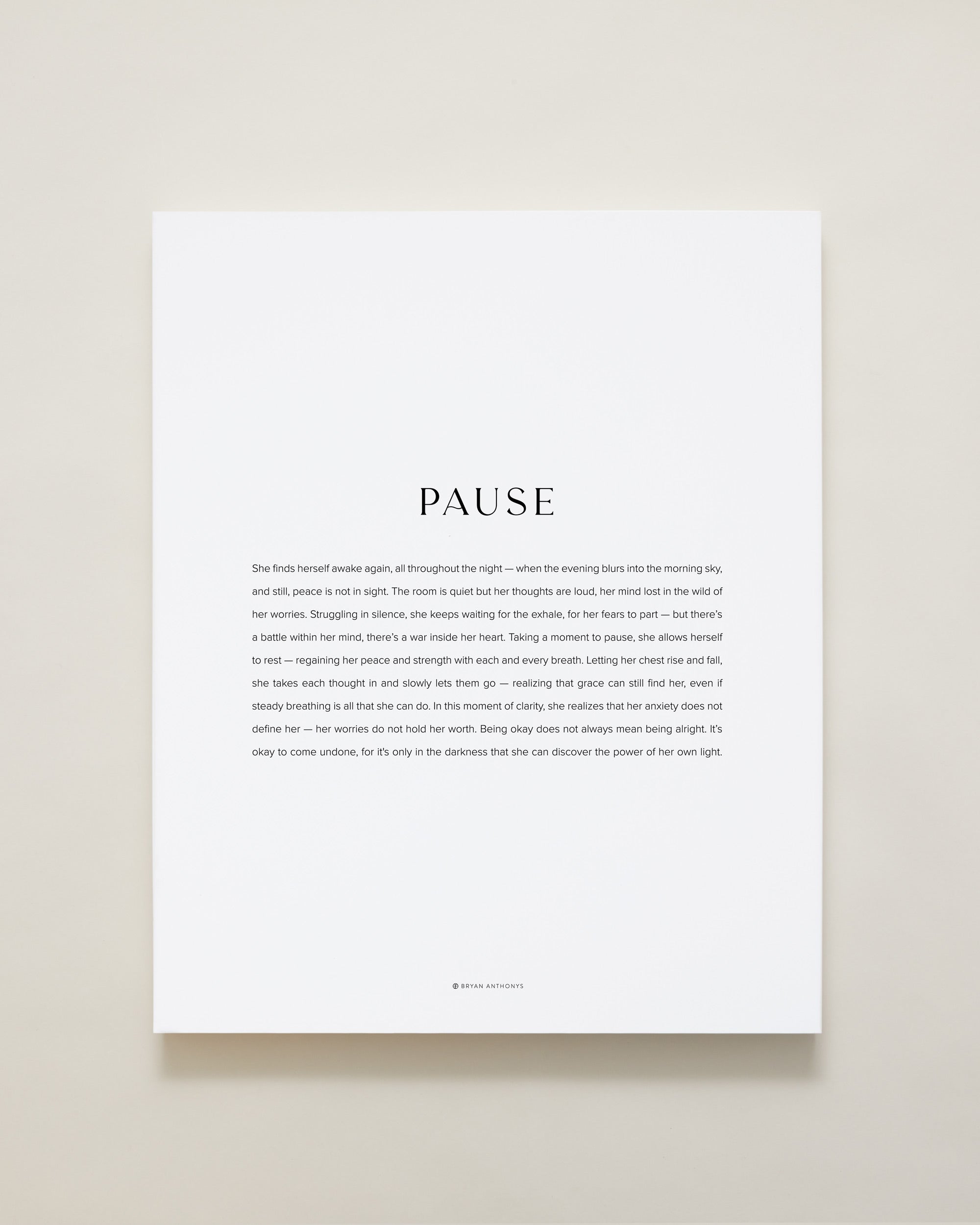 Bryan Anthonys Home Decor Pause Modern Canvas Hand-Stretched White Matte 16x20
