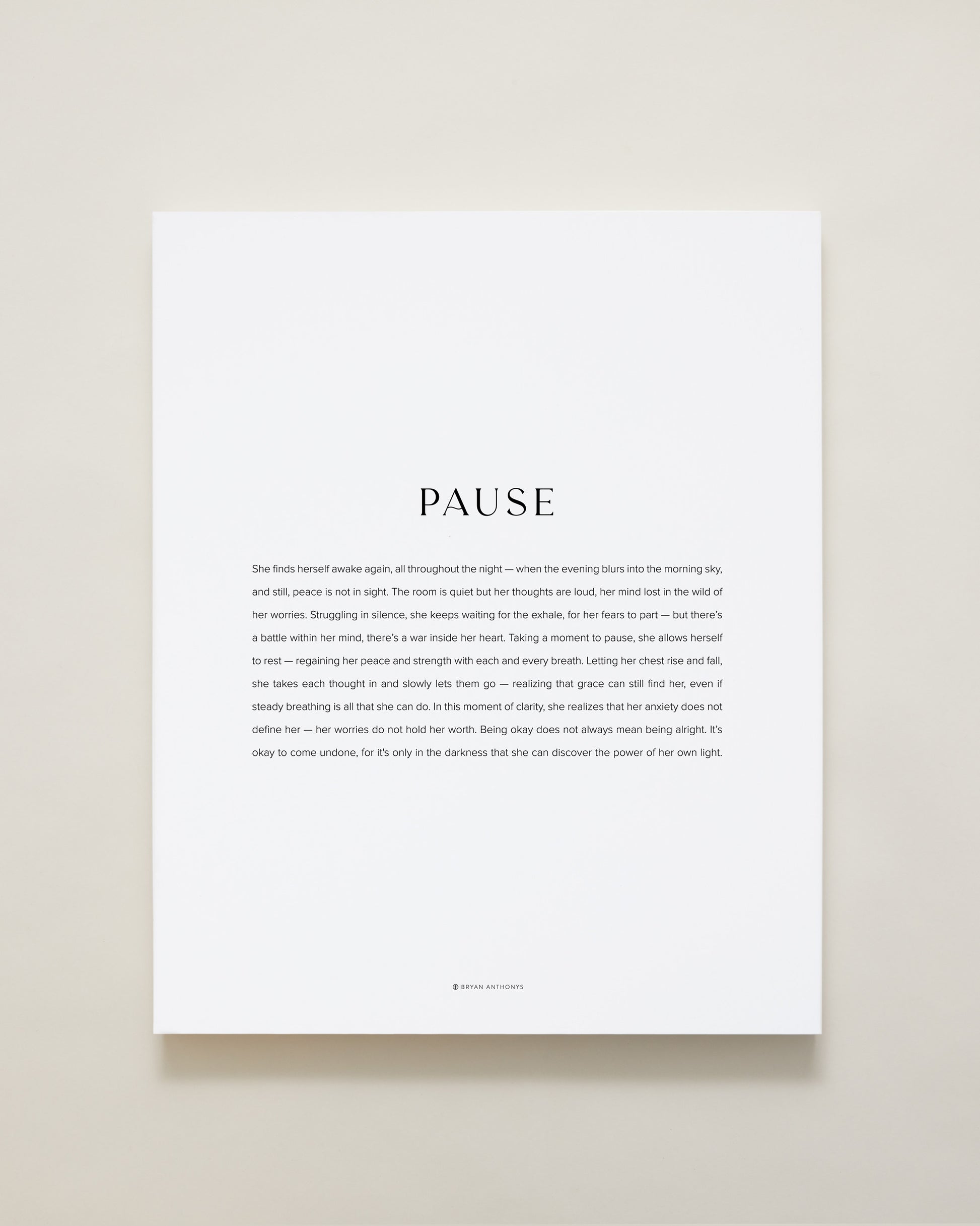 Bryan Anthonys Home Decor Pause Modern Canvas Hand-Stretched White Matte 16x20