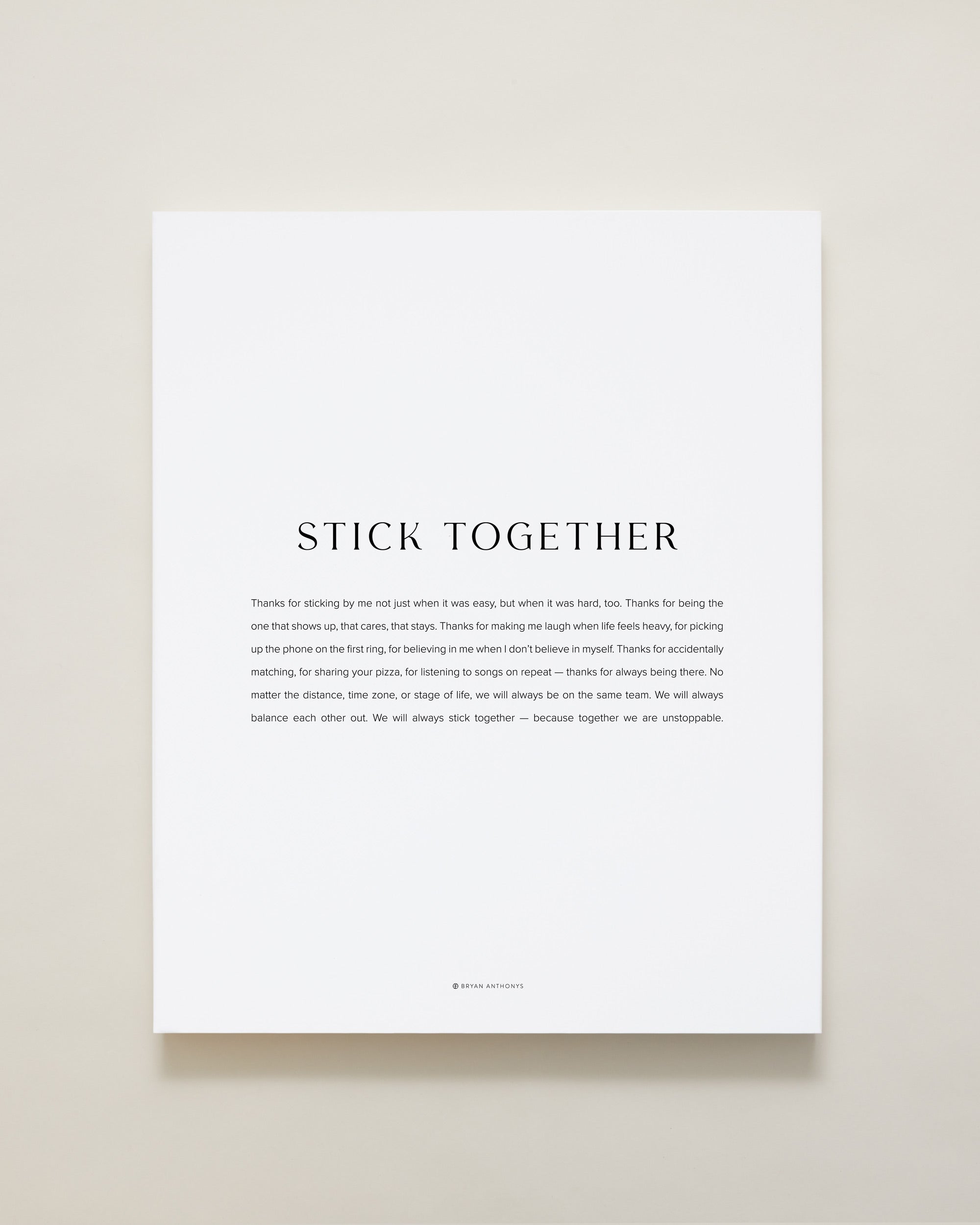 Bryan Anthonys Home Decor Stick Together Modern Canvas Hand-Stretched Matte White 16x20
