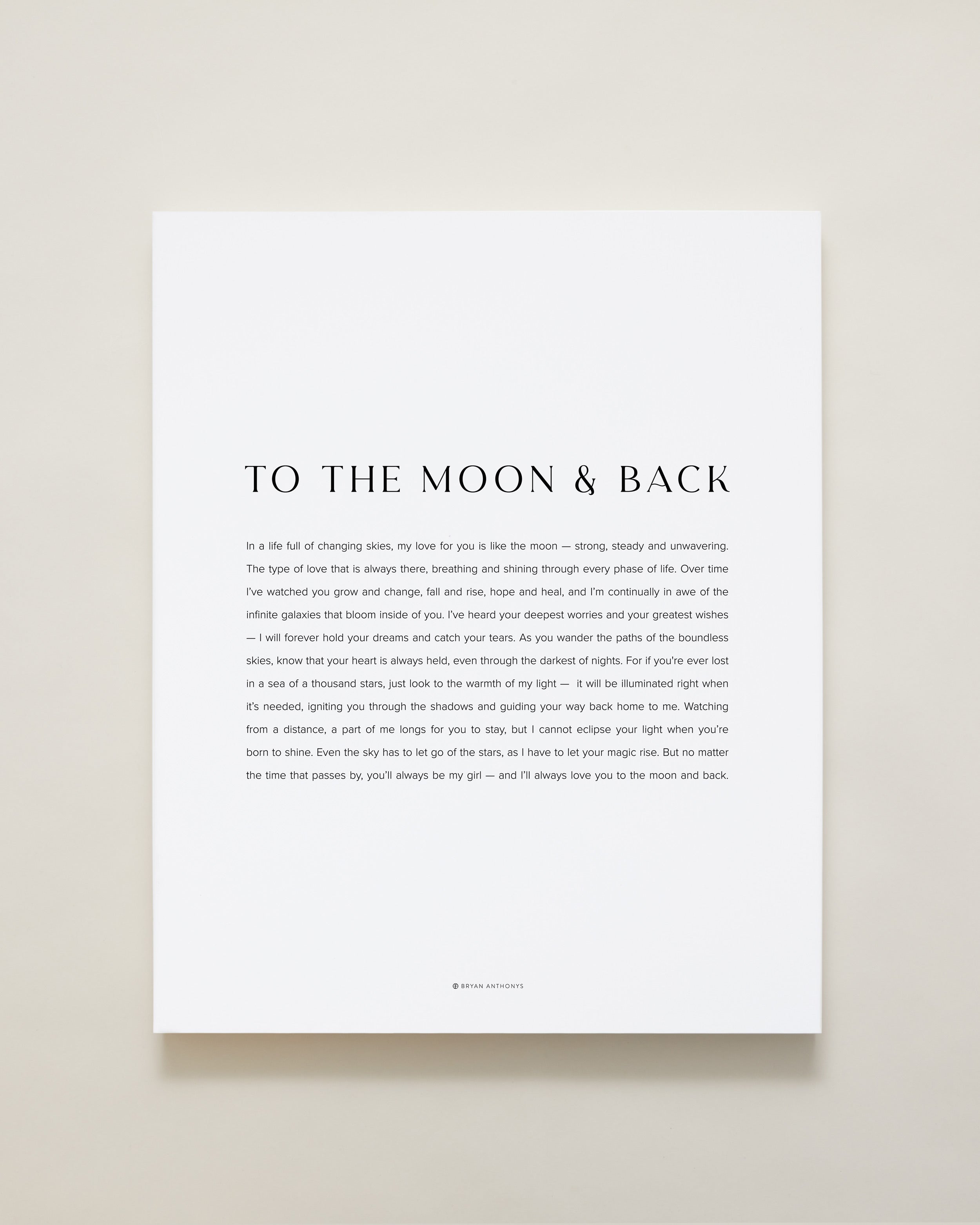 Bryan Anthonys Home Decor To The Moon & Back Modern Canvas Hand-Stretched White Matte 16x20