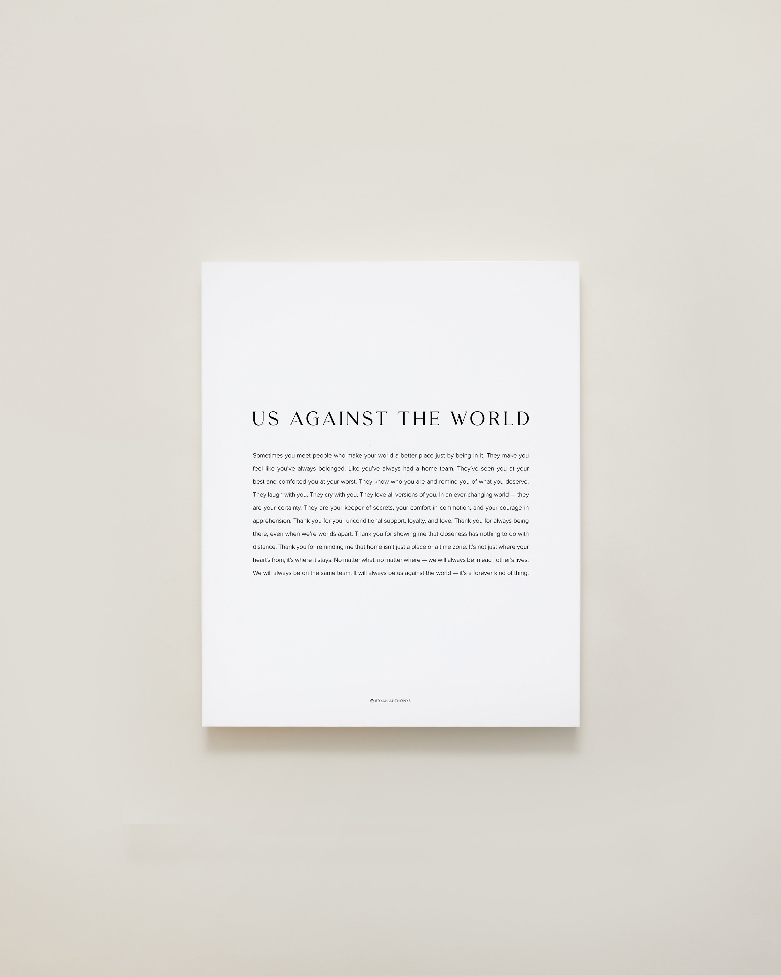Bryan Anthonys Home Decor Us Against The World Modern Canvas Print Hand-Stretched White Matte 11x14