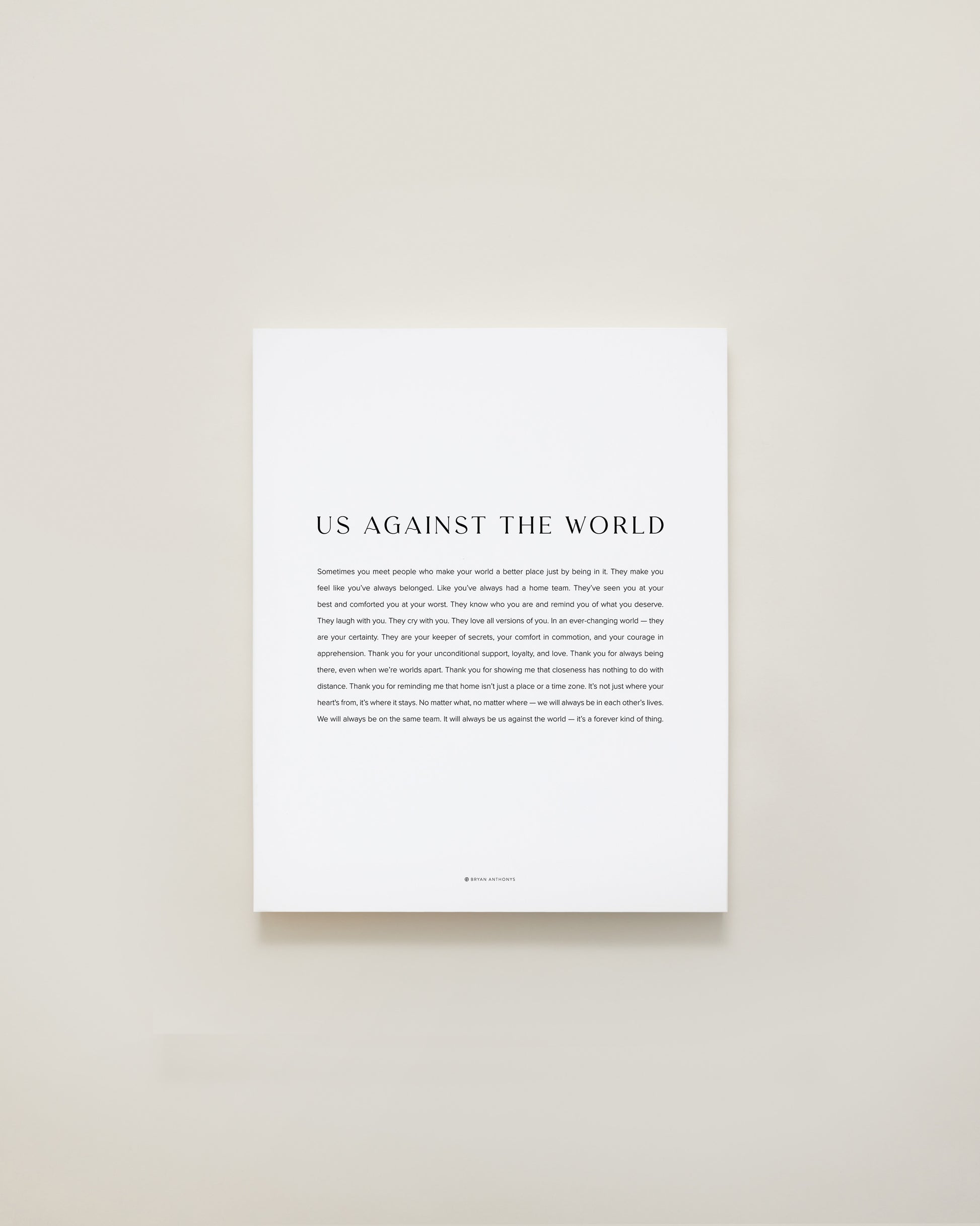 Bryan Anthonys Home Decor Us Against The World Modern Canvas Print Hand-Stretched White Matte 11x14