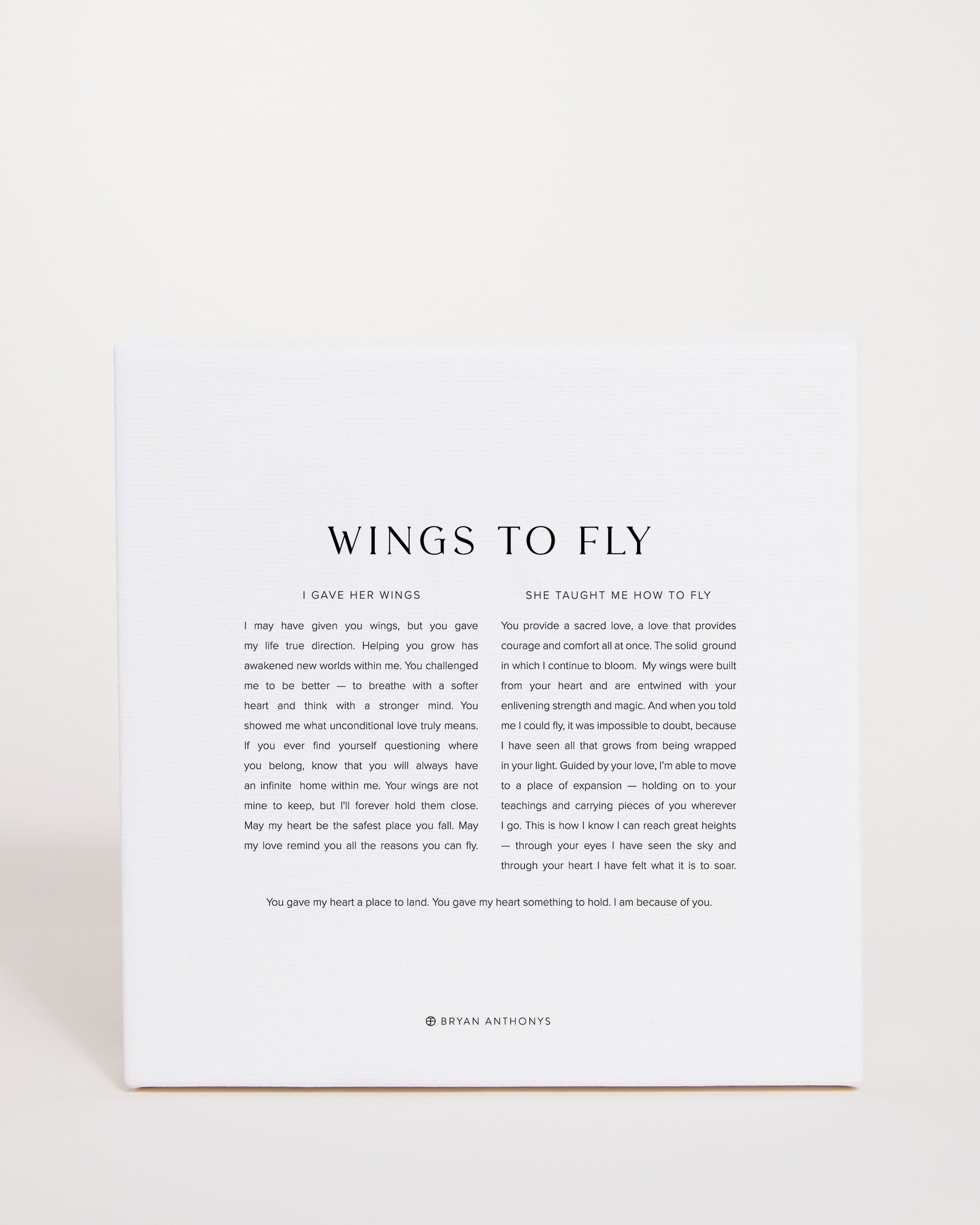Bryan Anthonys Home Decor Wings to Fly Modern Mini Mantra Canvas 6x6 Front View
