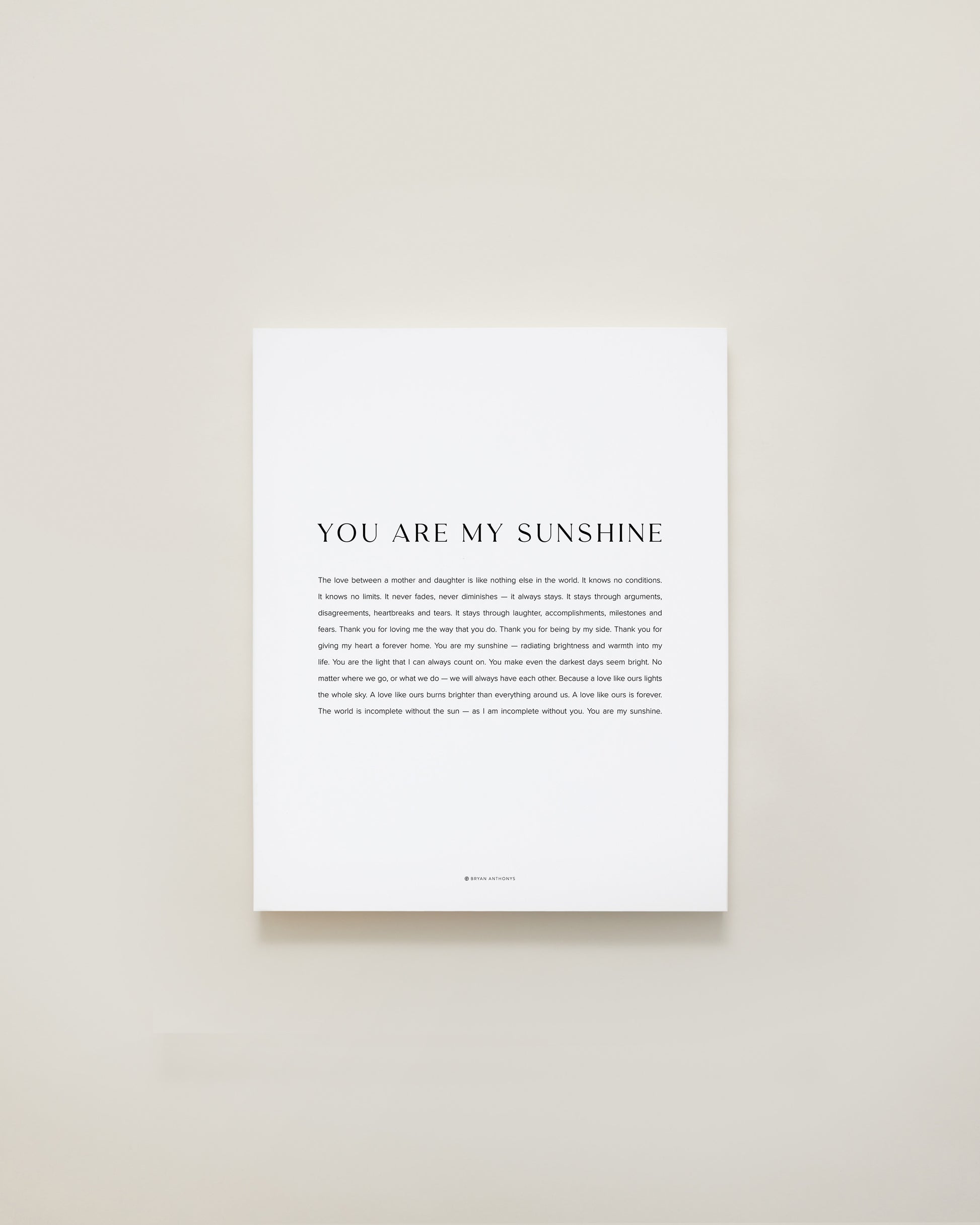 Bryan Anthonys Home Decor You Are My Sunshine Modern Canvas Hand-Stretched Matte White 11x14
