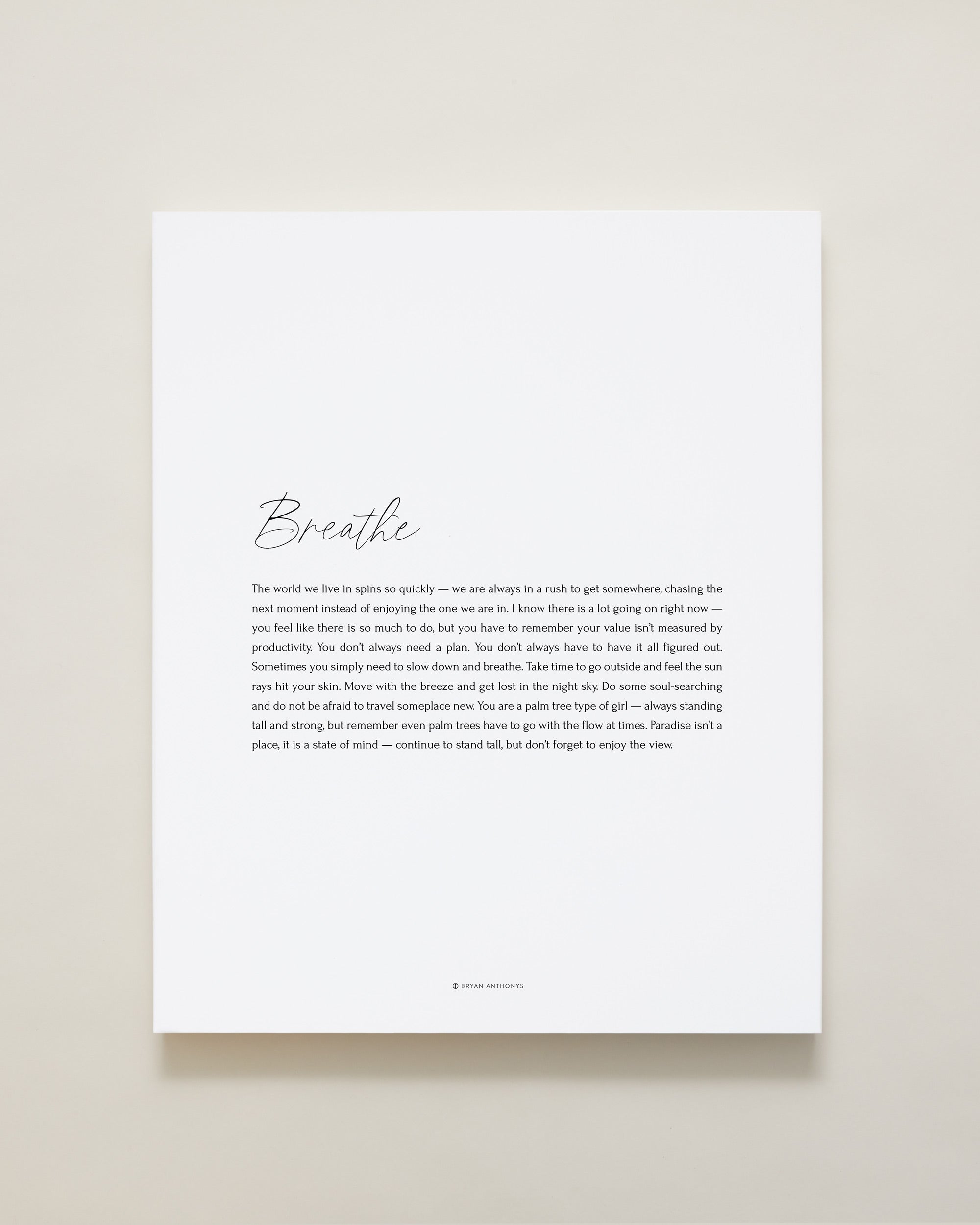 Bryan Anthonys Home Decor Breathe Script Canvas Print 16x20