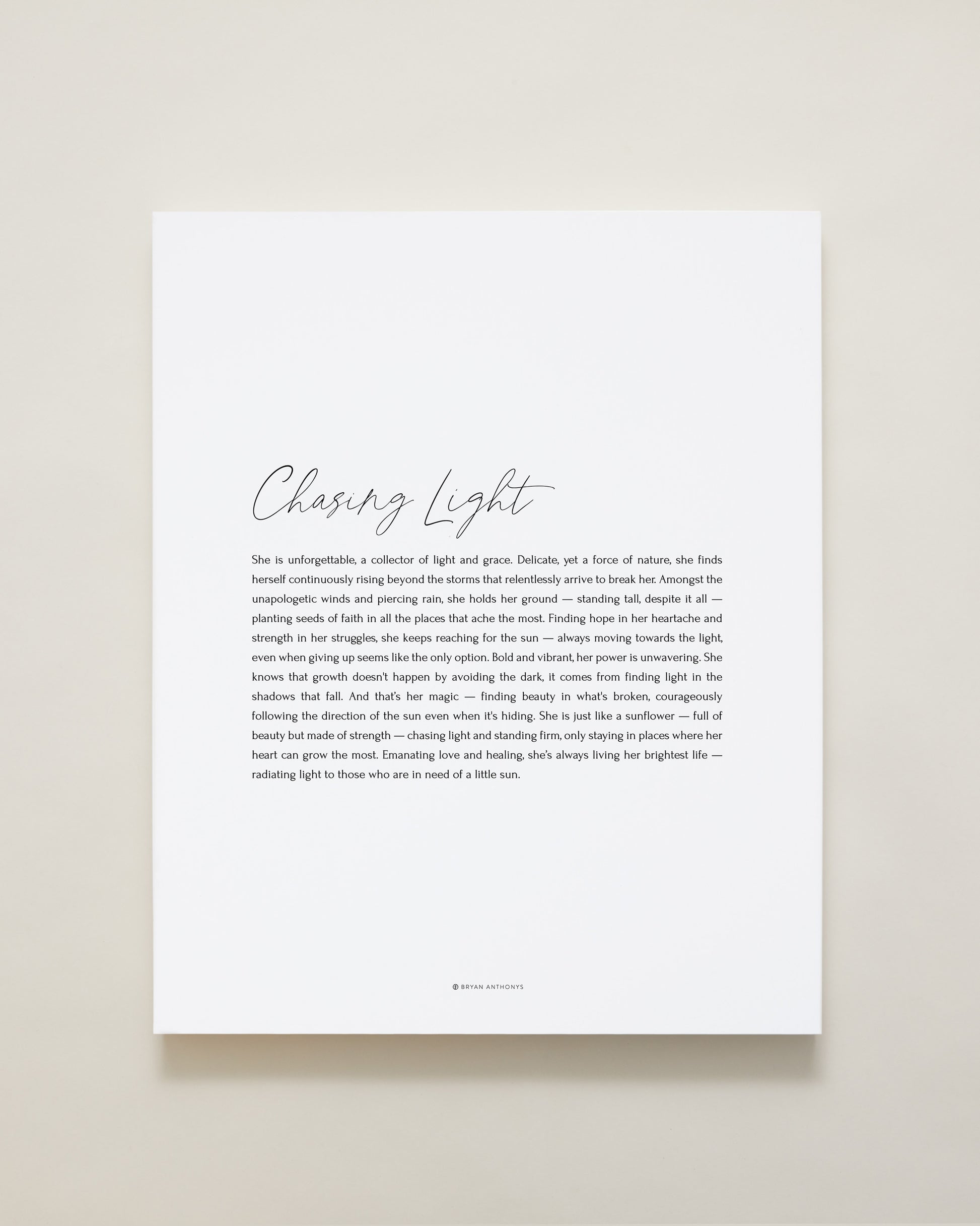 Bryan Anthonys Home Decor Chasing Light Script Canvas 16x20