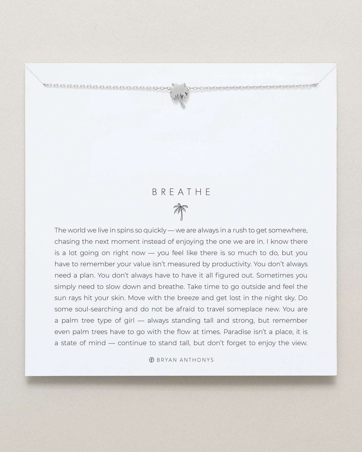 Bryan Anthonys Breathe Silver Necklace On Card