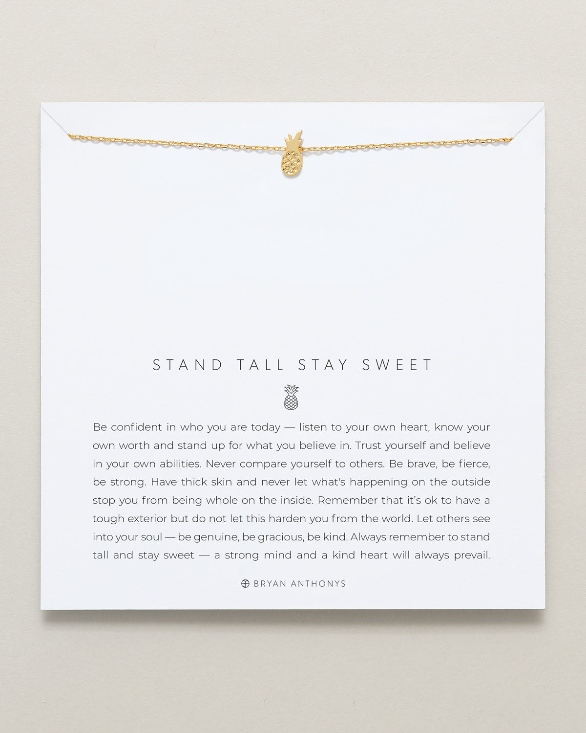 Bryan Anthonys Stand Tall Stay Sweet Gold Charm Necklace On Card