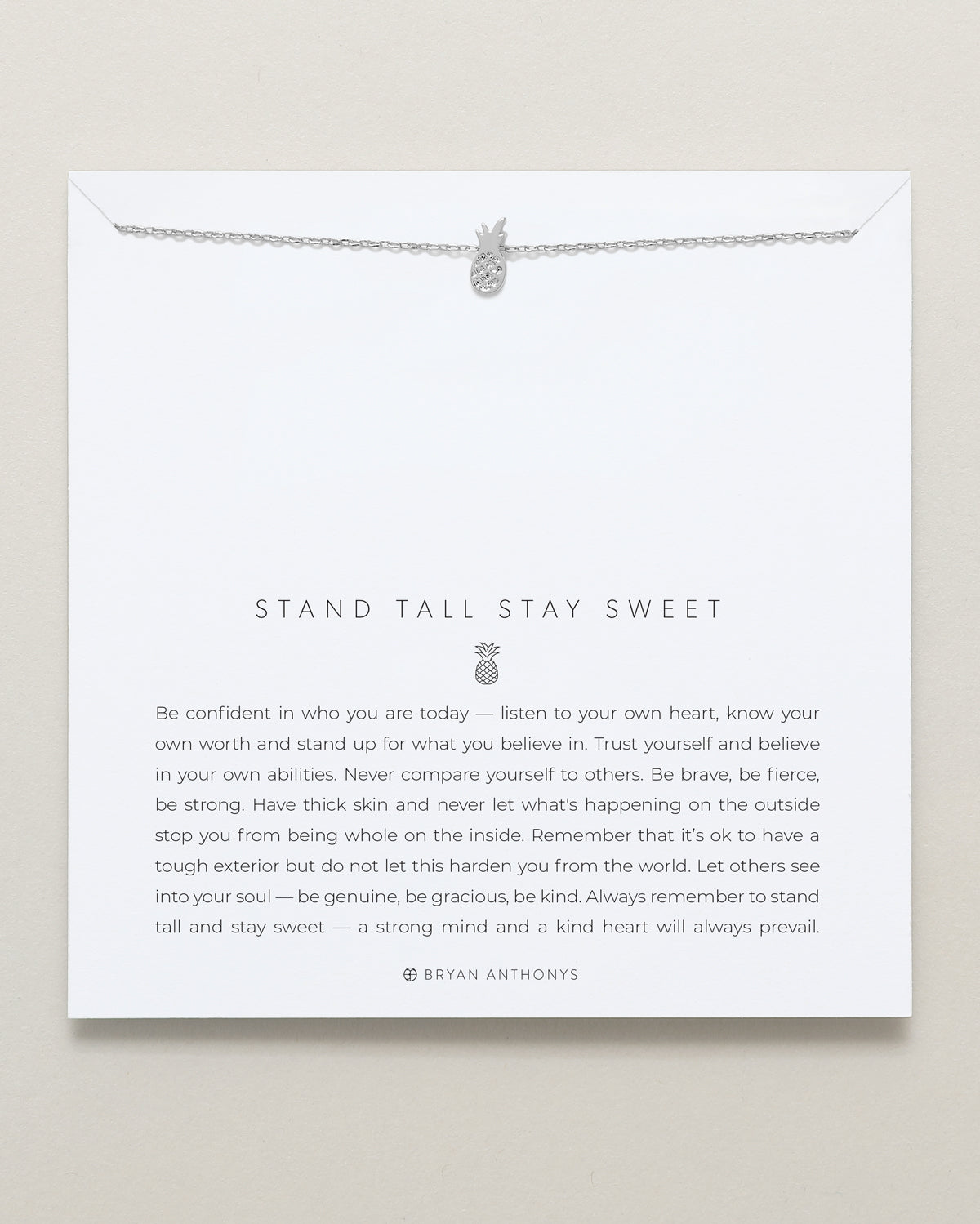 Bryan Anthonys Stand Tall Stay Sweet Silver Charm Necklace On Card