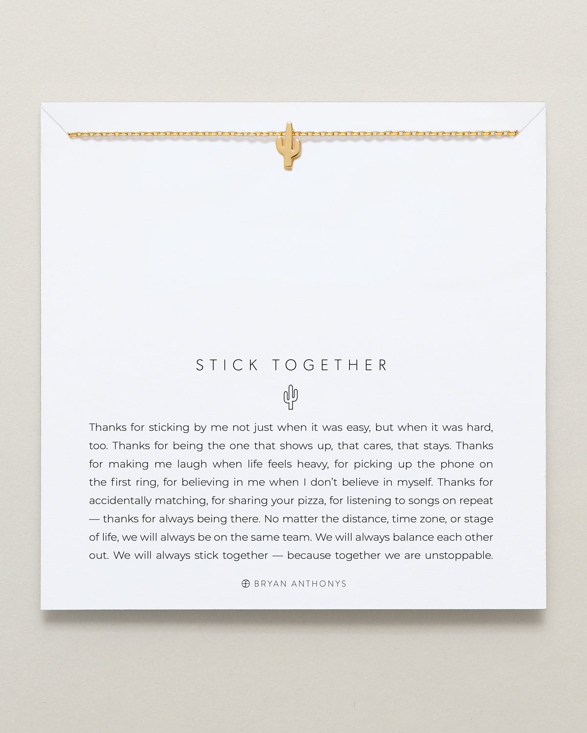 Bryan Anthonys Stick Together Gold Necklace On Card