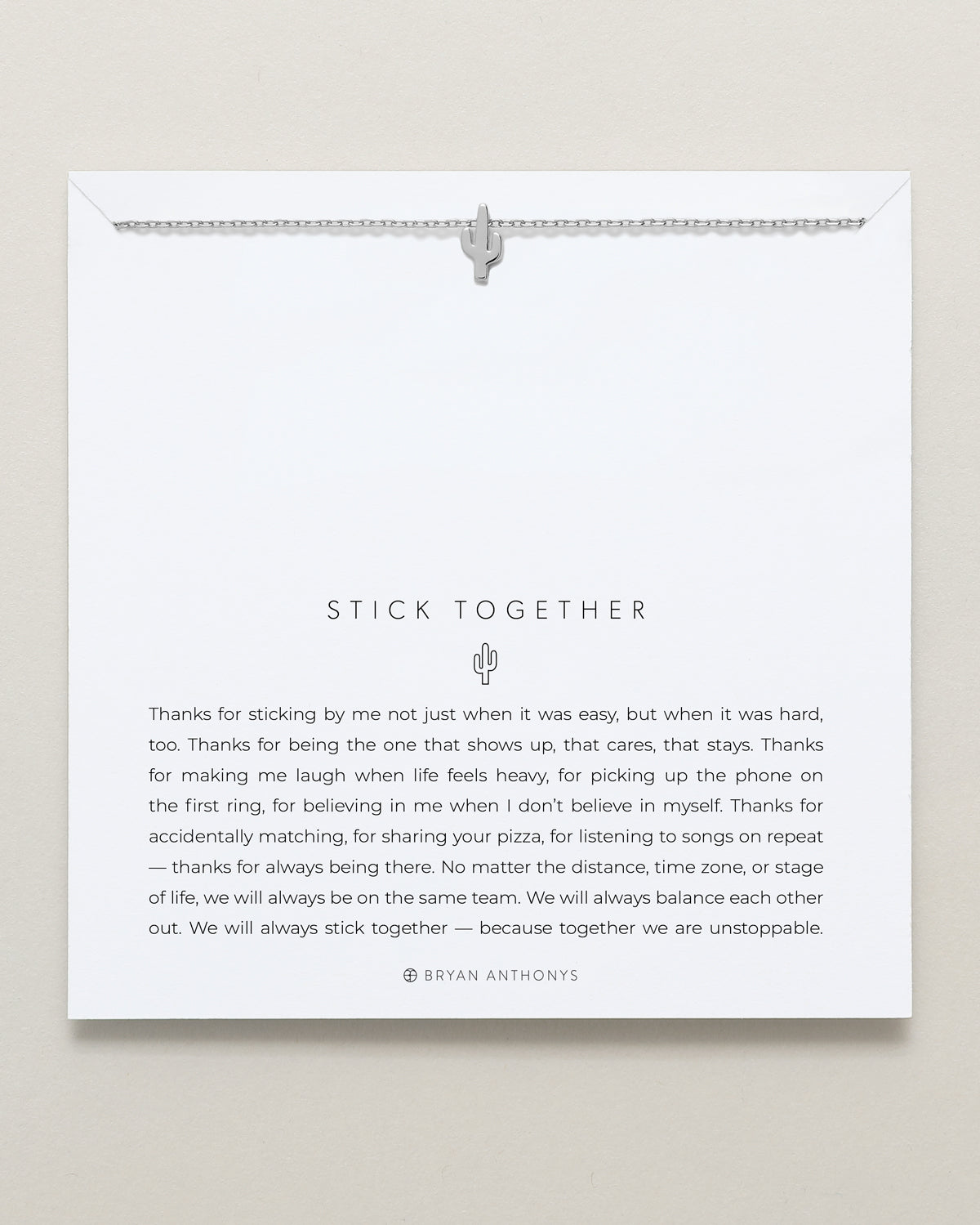 Bryan Anthonys Stick Together Silver Necklace On Card