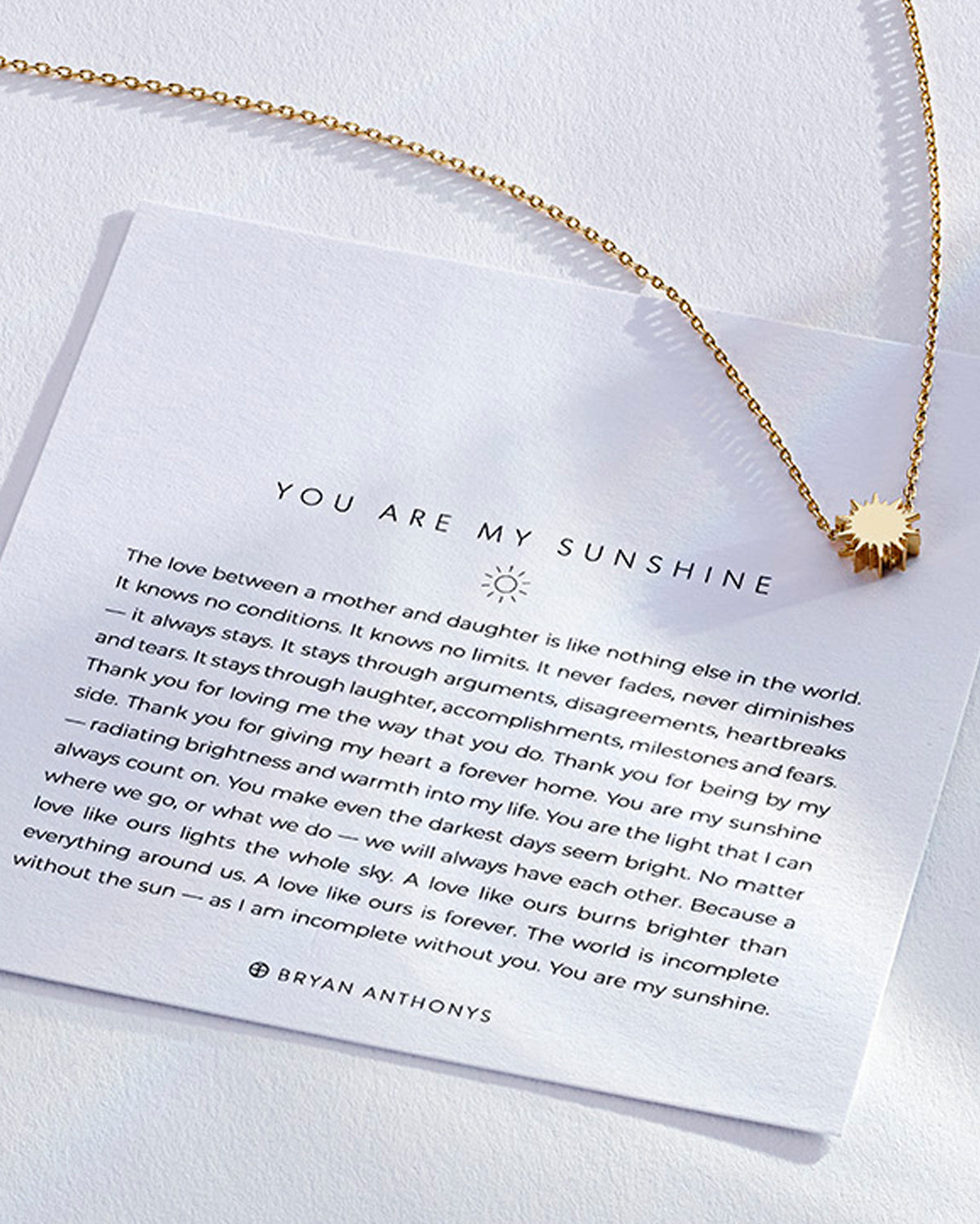 Bryan Anthonys You Are My Sunshine Gold Necklace Dynamic On Card 