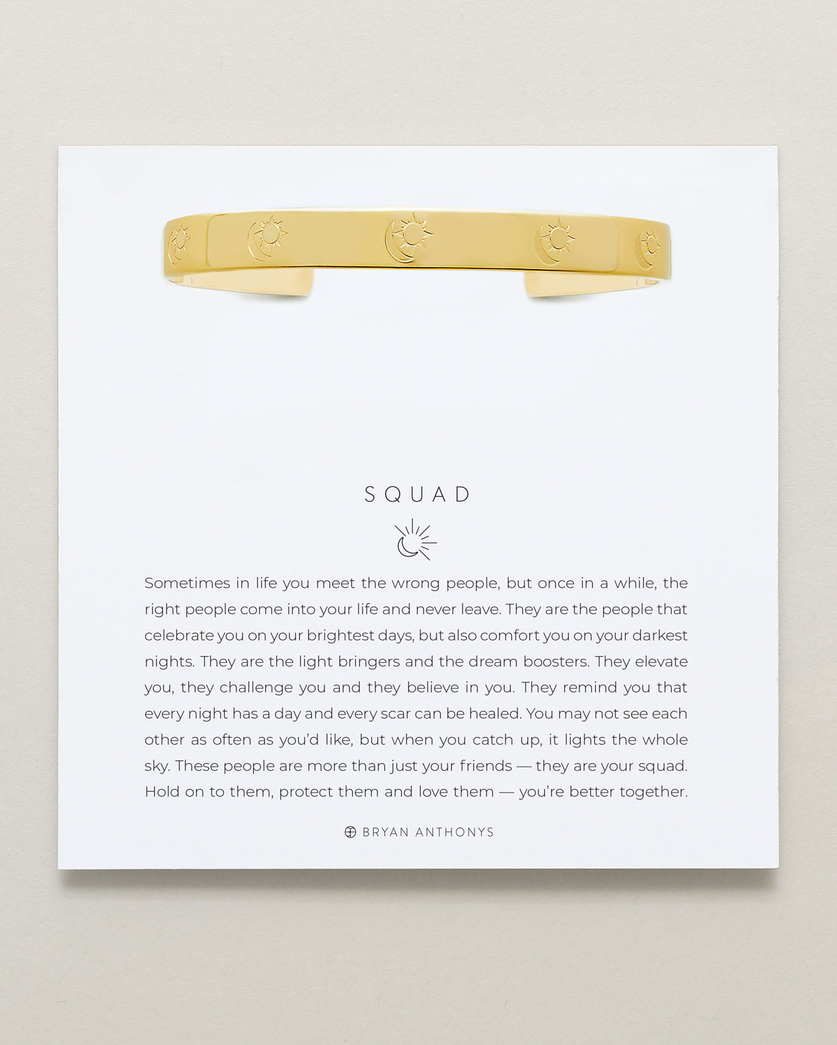 Bryan Anthonys Squad Gold Engraved Cuff On Card